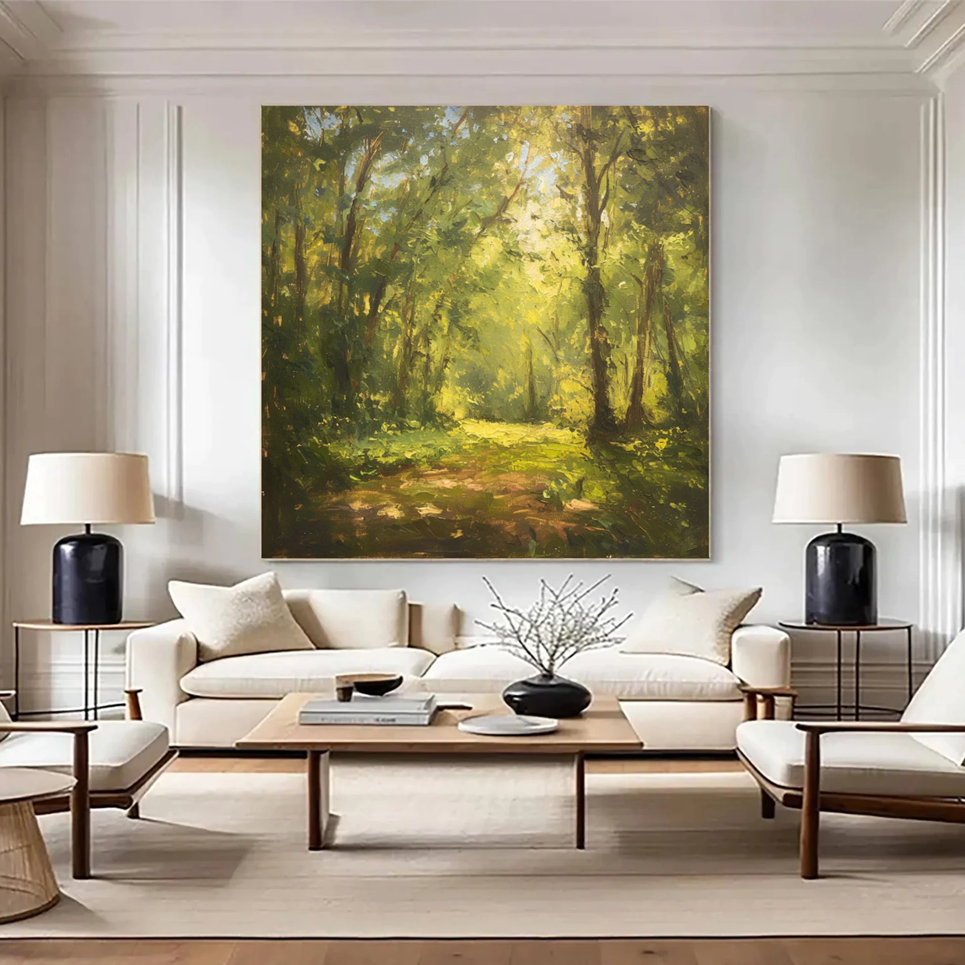 Hand-Painted Forest Light Oil Painting #FT524