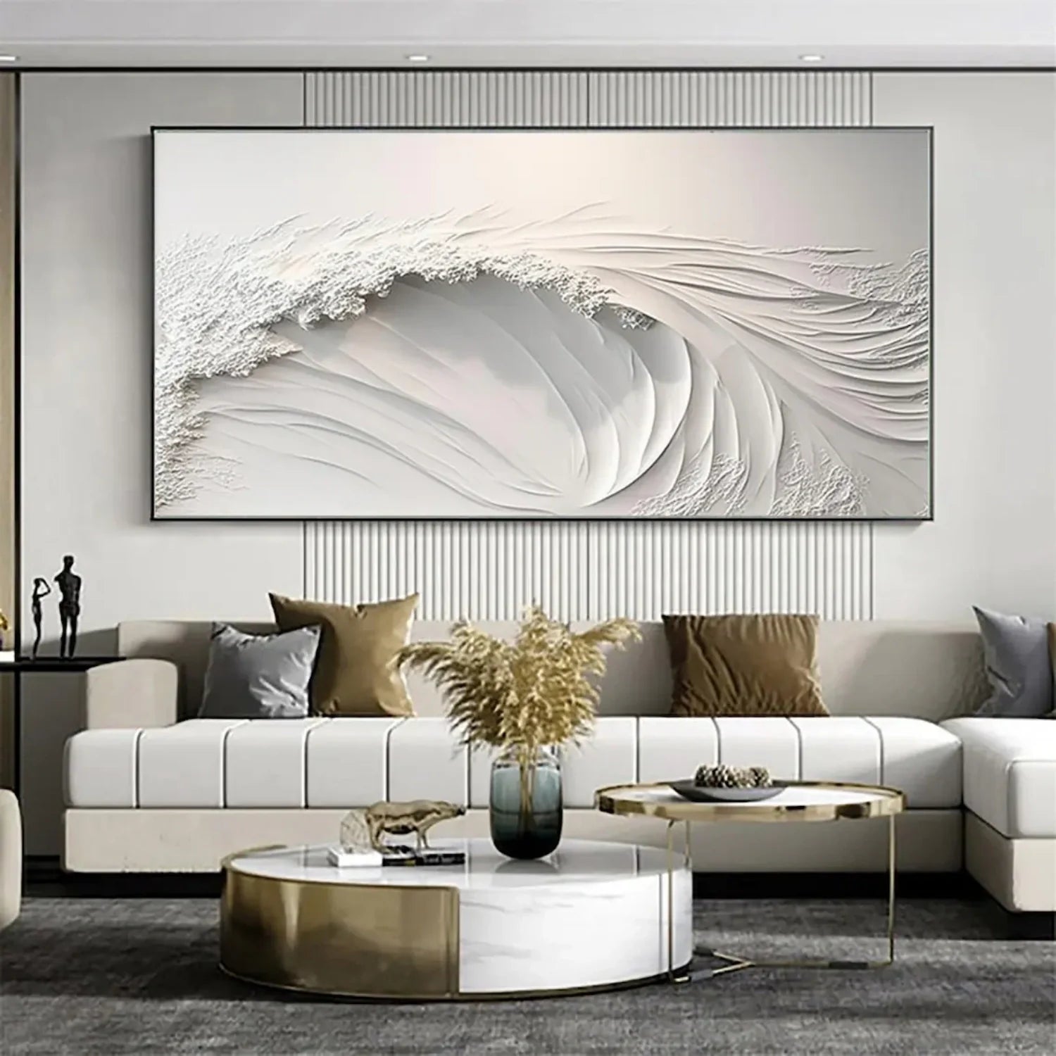 White Minimalistic Ocean Textured Art #MD216