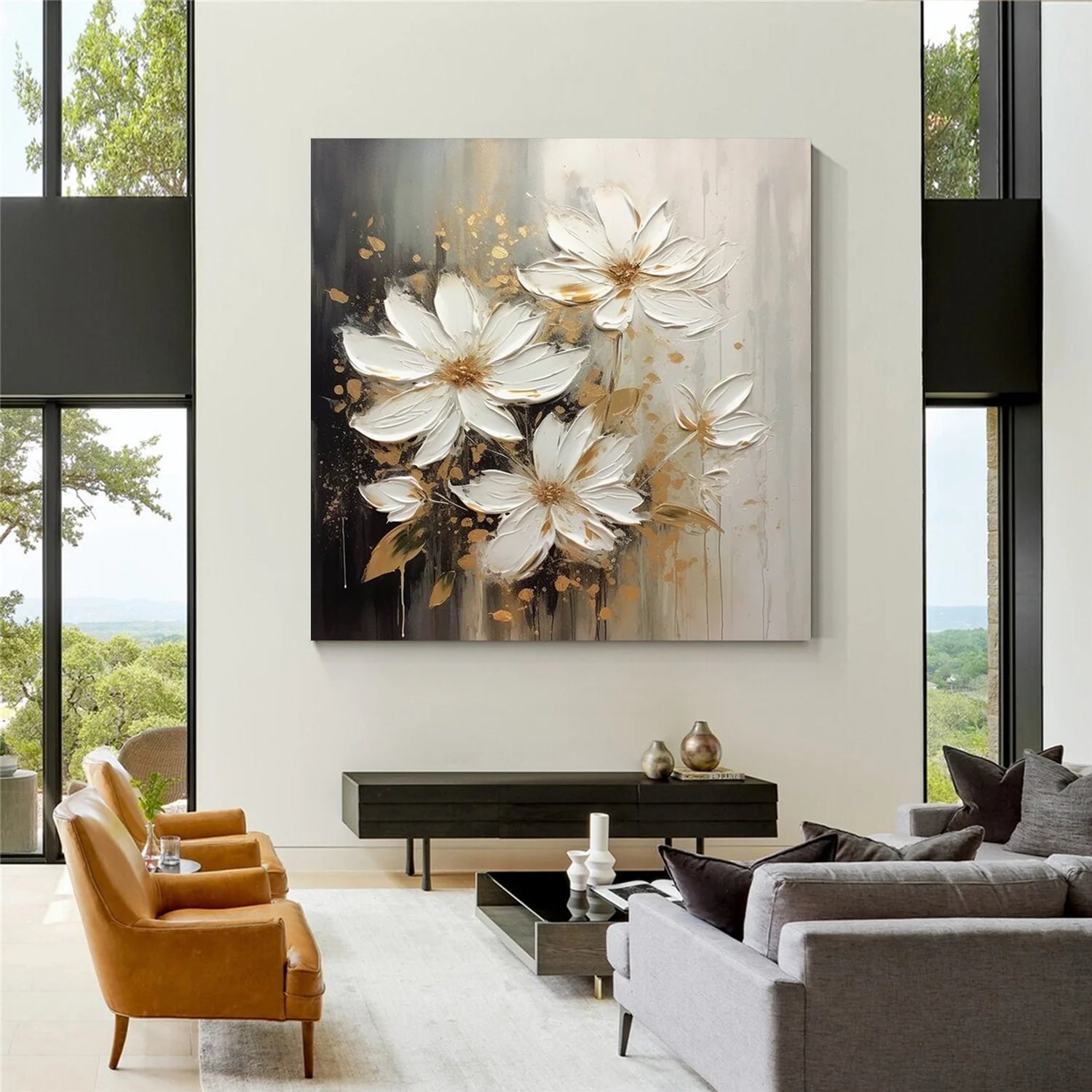 Flower & Tree Abstract Textured Wall Art #FT107