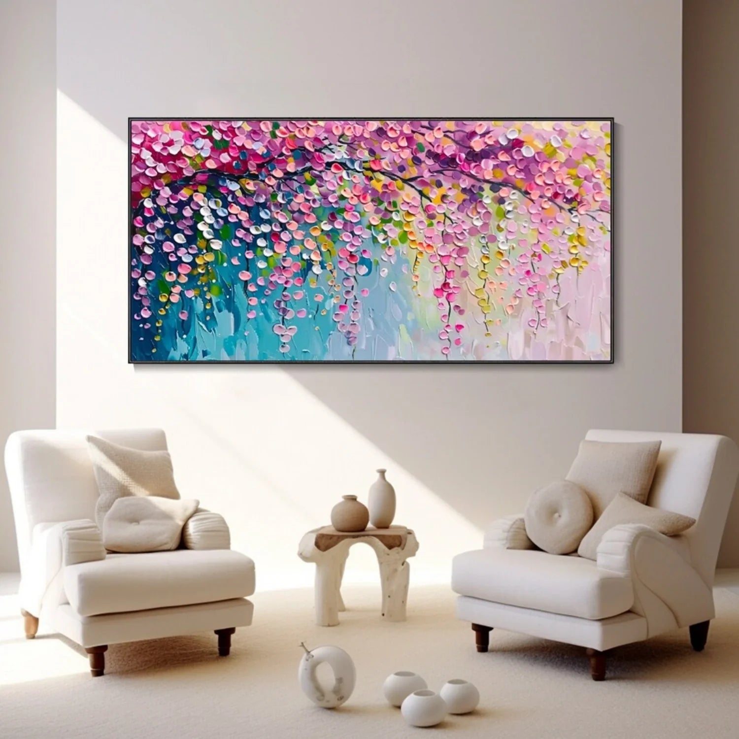 Colorful Flower & Tree Abstract Textured Wall Art #FT069