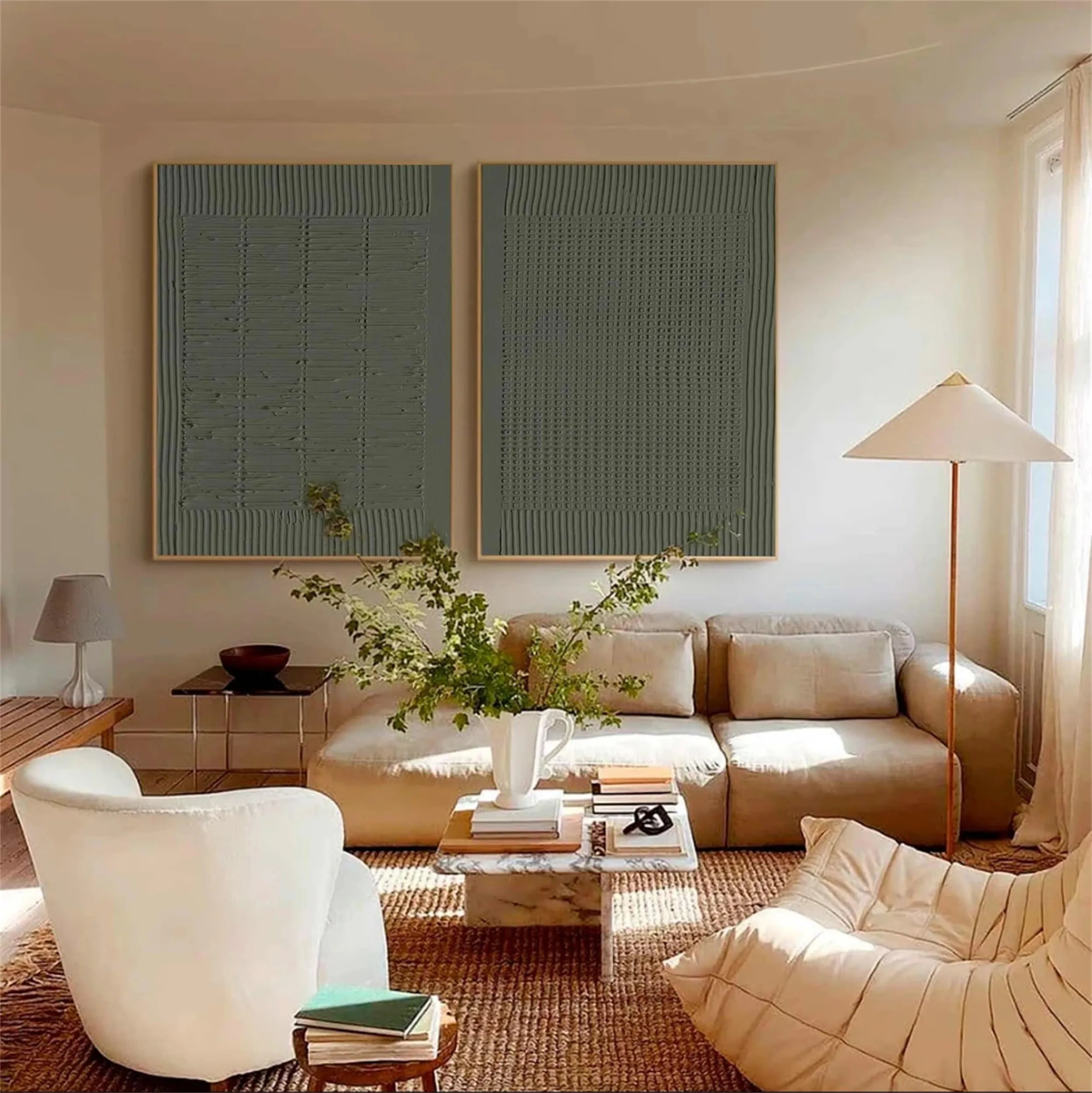 Green Texture Art Set of 2 #GT015