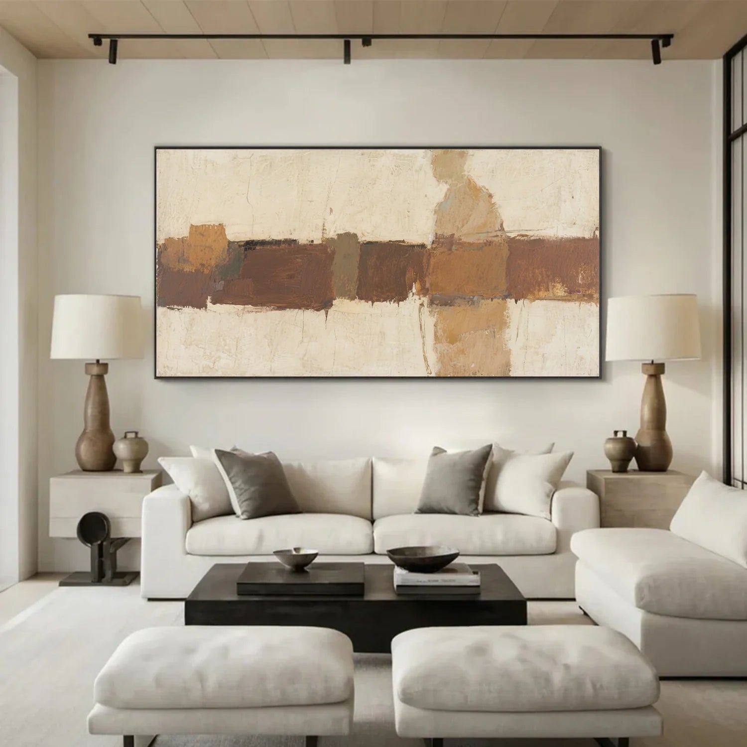 Beige and Brown Abstract_Canvas Art #WA759