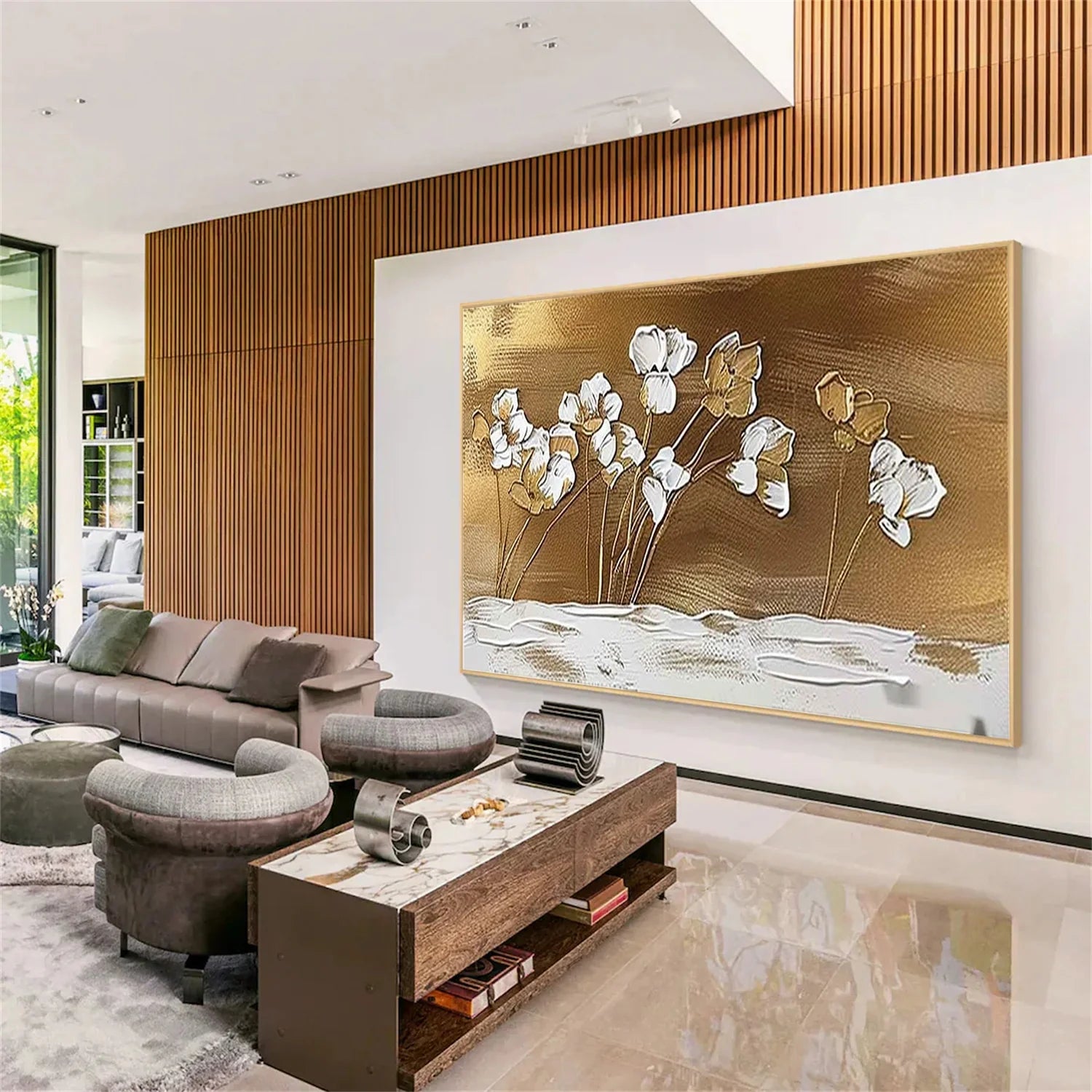 Flower & Tree Abstract Textured Wall Art #FT047