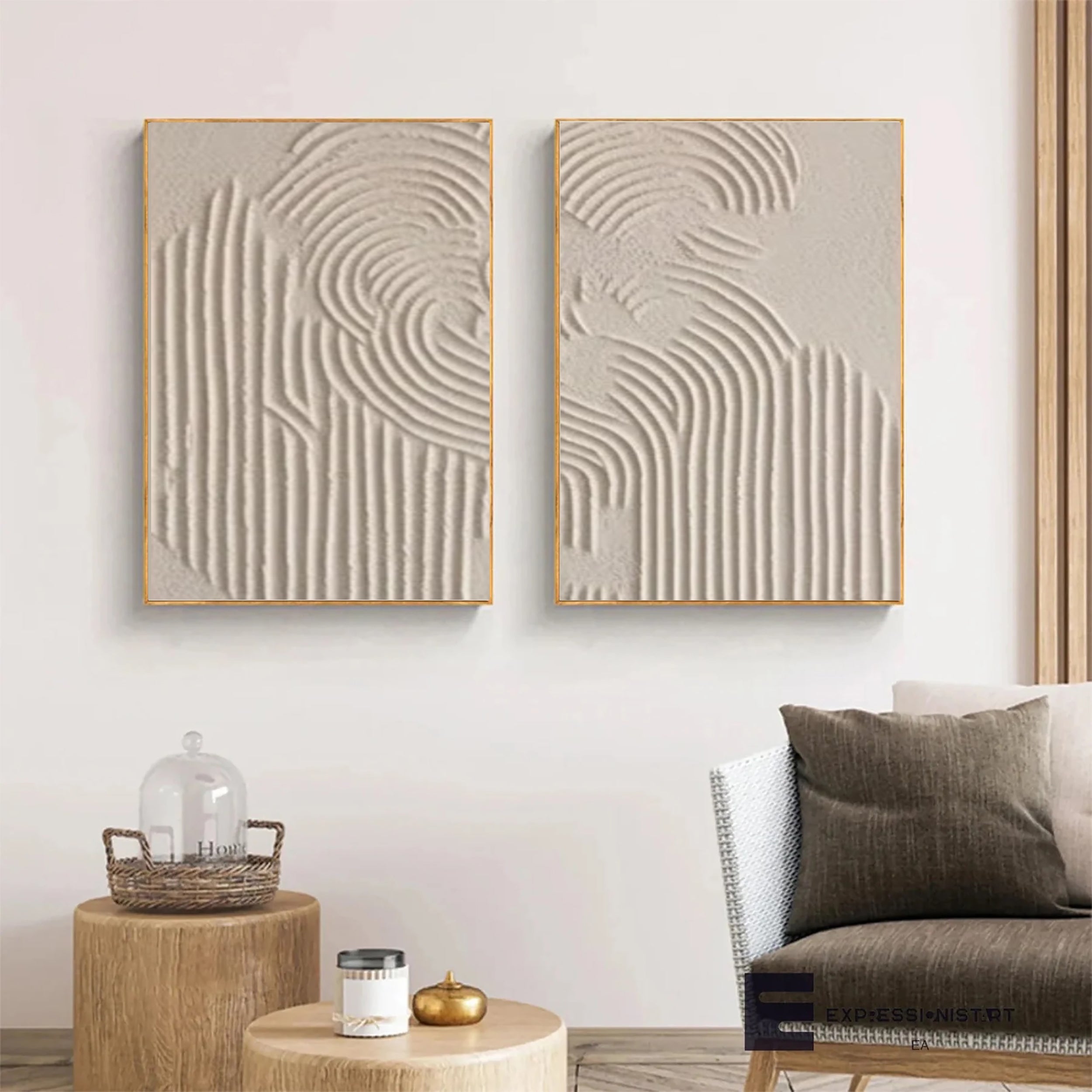 Minimalist Brown & Beige Art Set of 2 #MB003