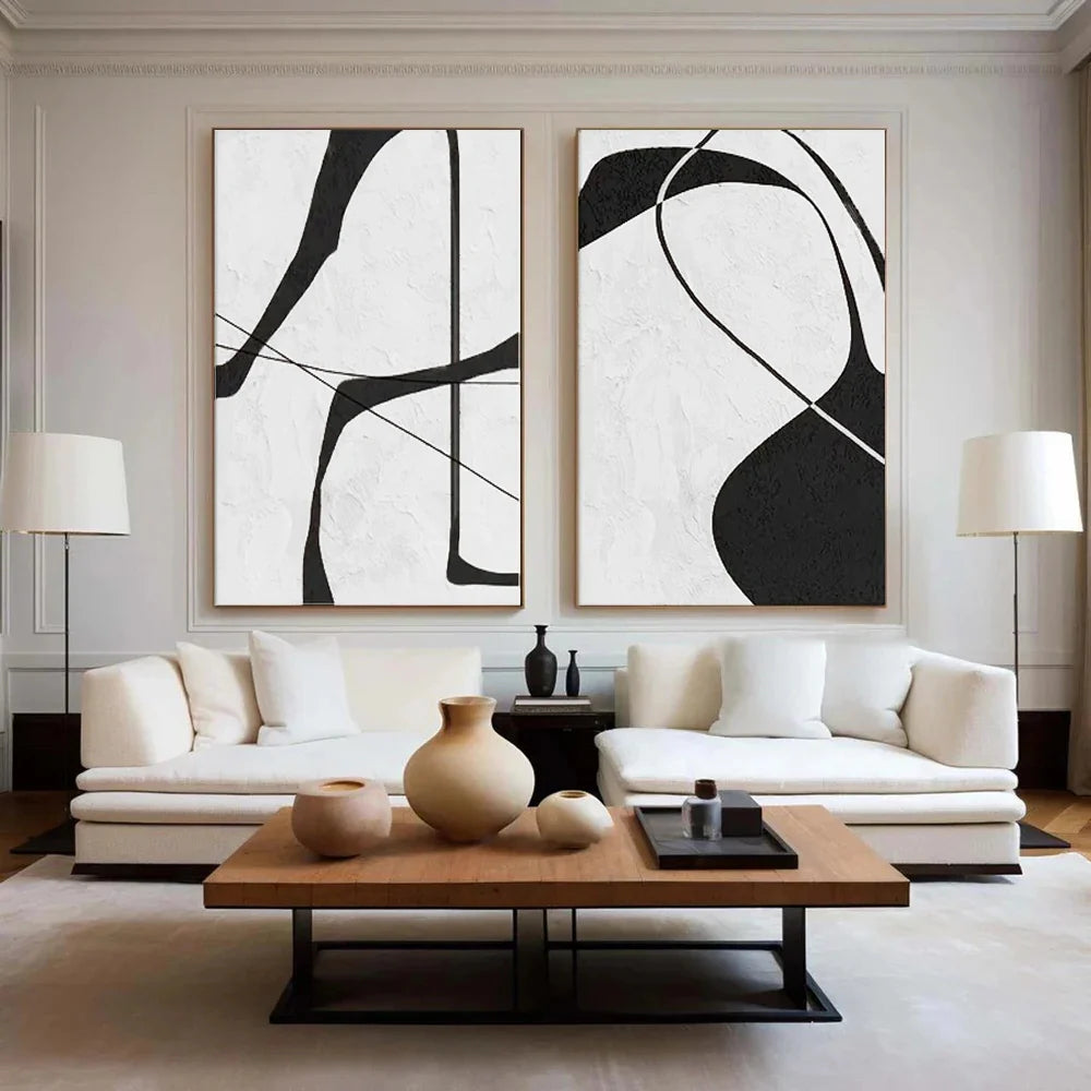 White & Black Wabi Sabi Abstract Wall Art #WA326