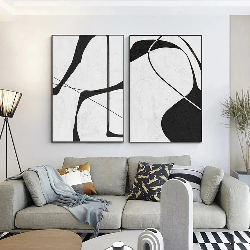 White & Black Wabi Sabi Abstract Wall Art #WA326