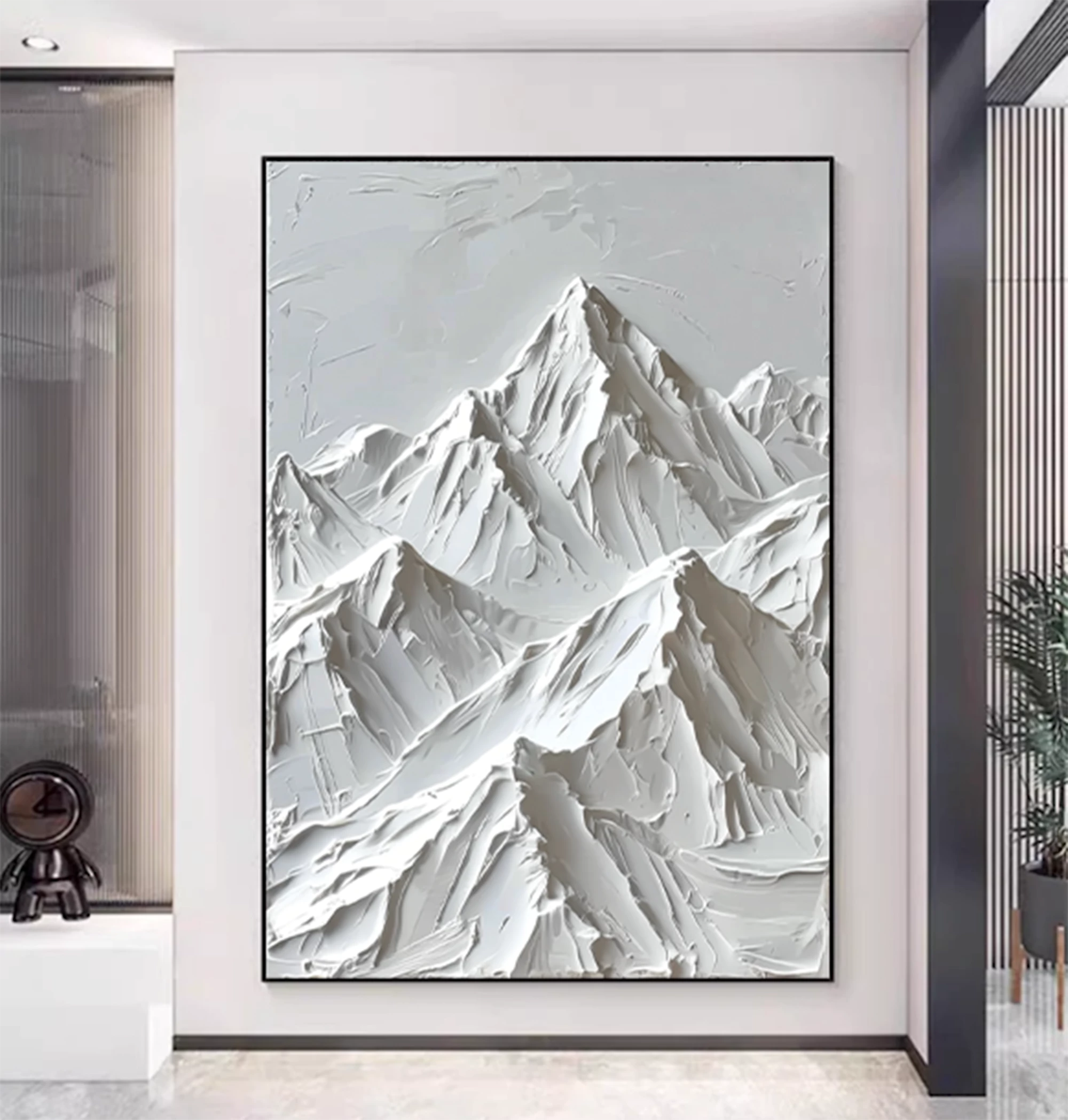 Minimalist White Mountain Painting #MD113