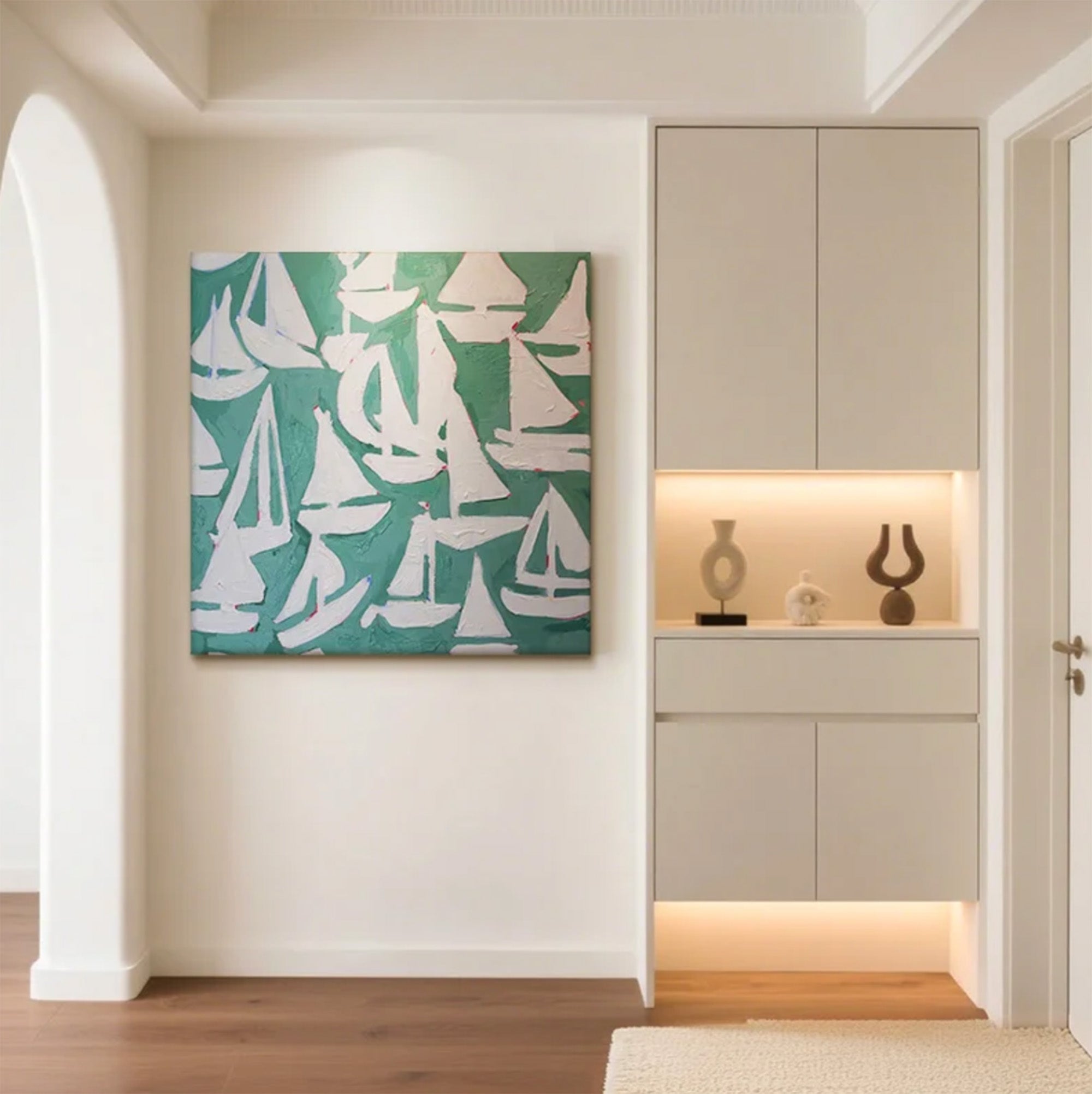 White Sailboats Art Print #SK099