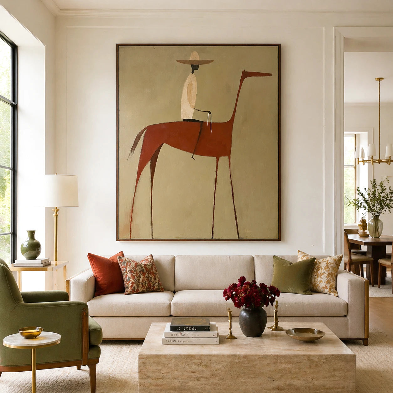 Abstract Horse Rider Oil Painting, Minimalist Wall Art #AB150