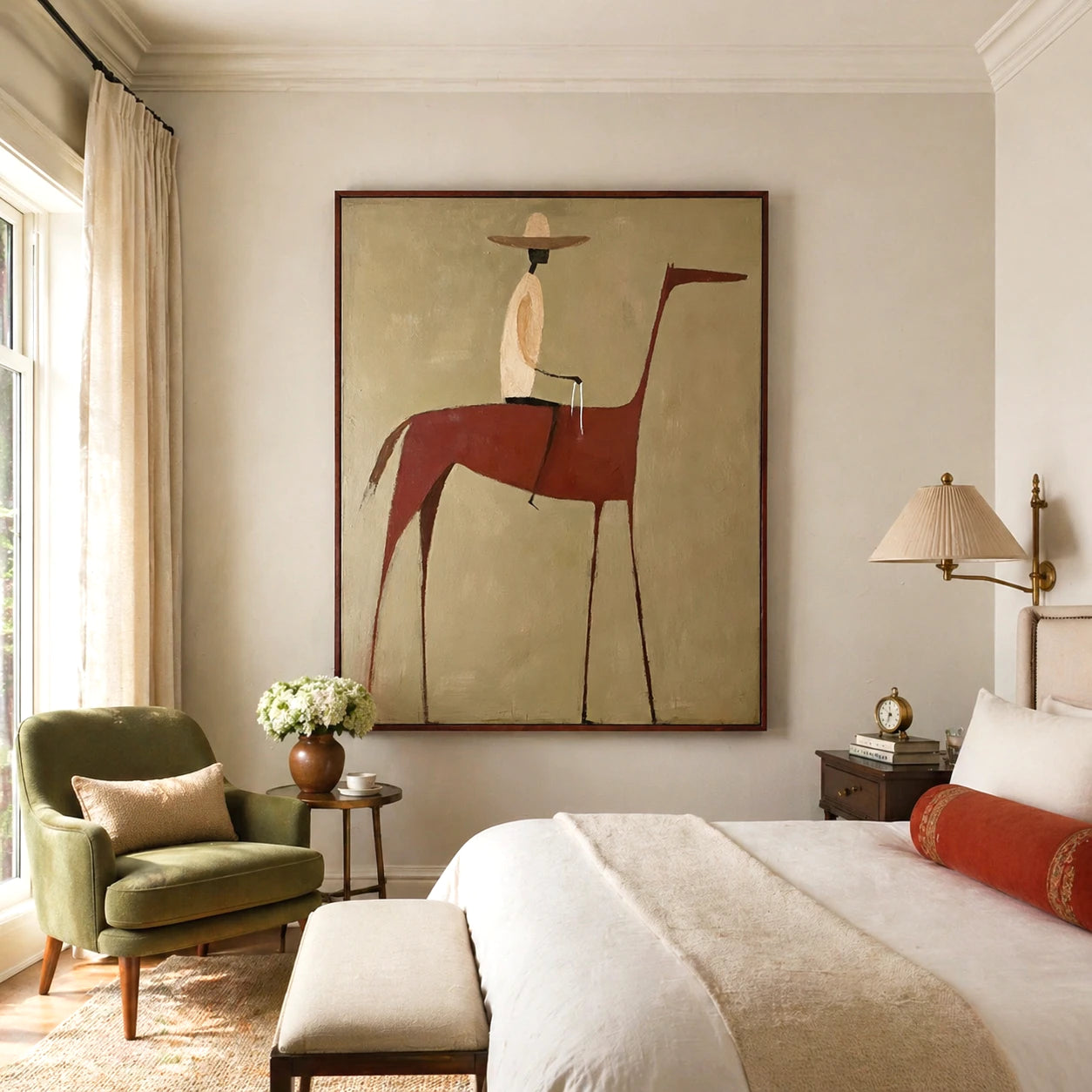 Abstract Horse Rider Oil Painting, Minimalist Wall Art #AB150
