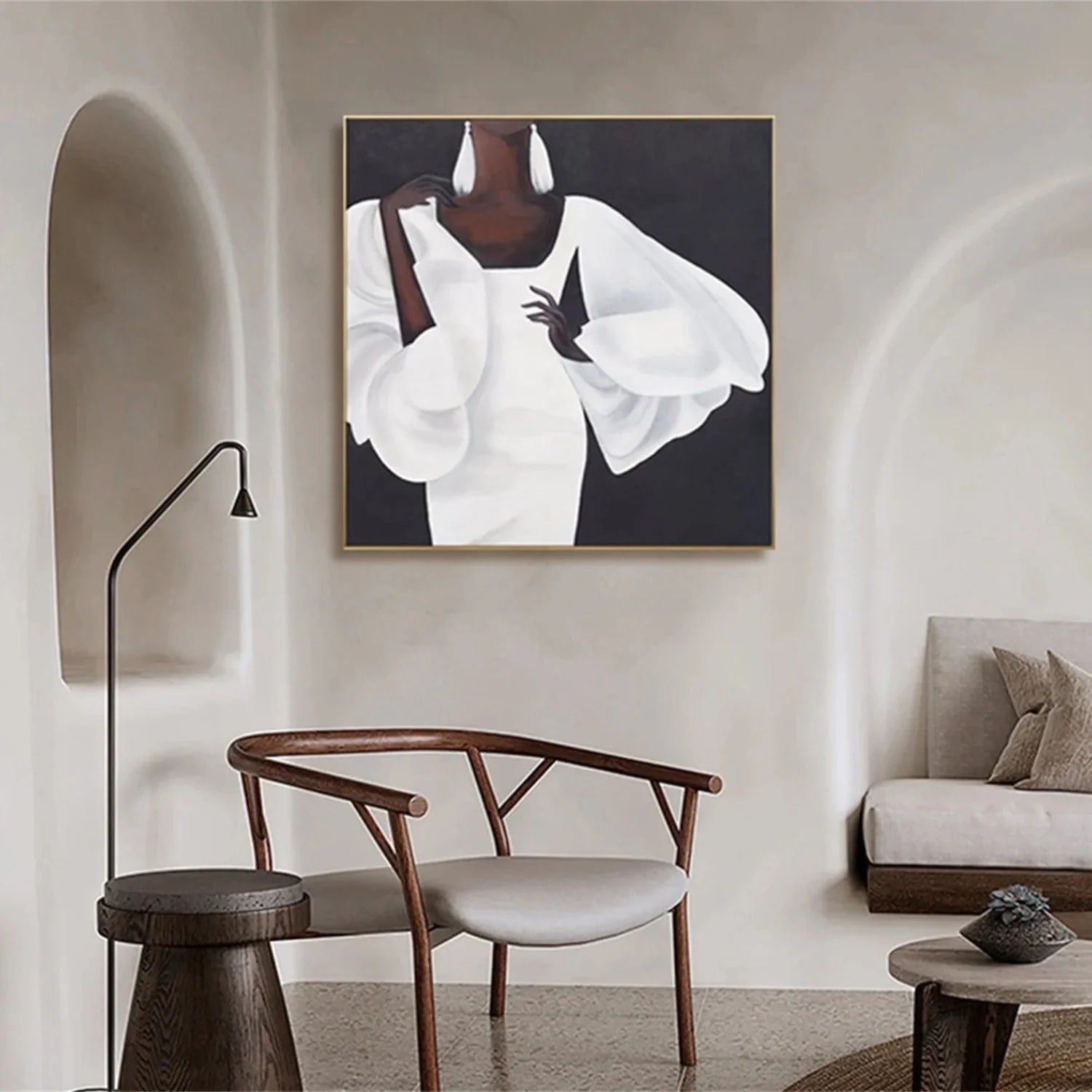 Abstract Portrait Black and White Painting #AB016