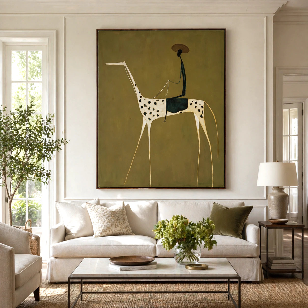 Abstract Rider & Spotted Horse Oil Painting #AB152