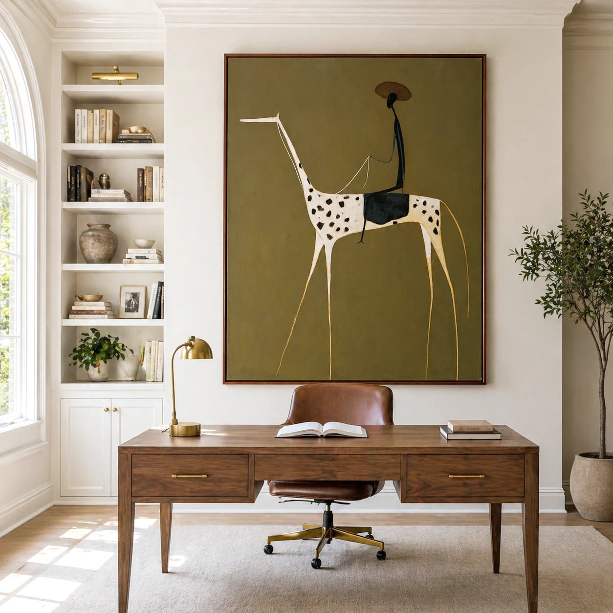 Abstract Rider & Spotted Horse Oil Painting #AB152