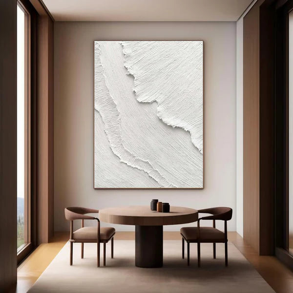 White 3D Textured Abstract Oil Painting #MD151