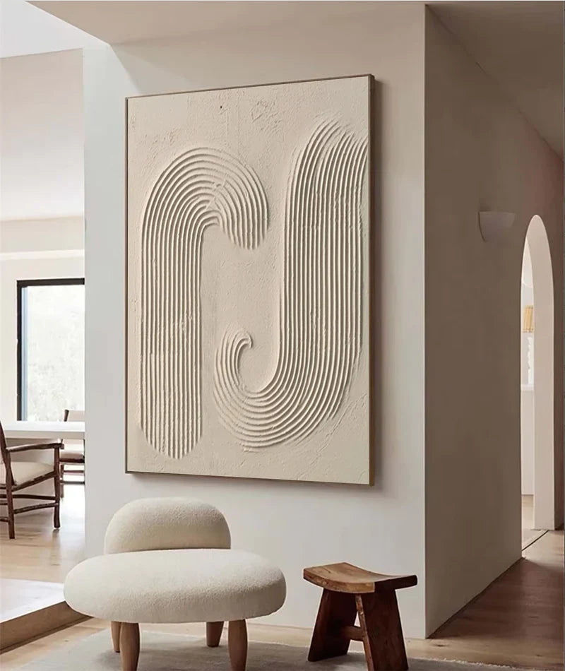 Neutral Beige 3D Textured Abstract Painting #MD149