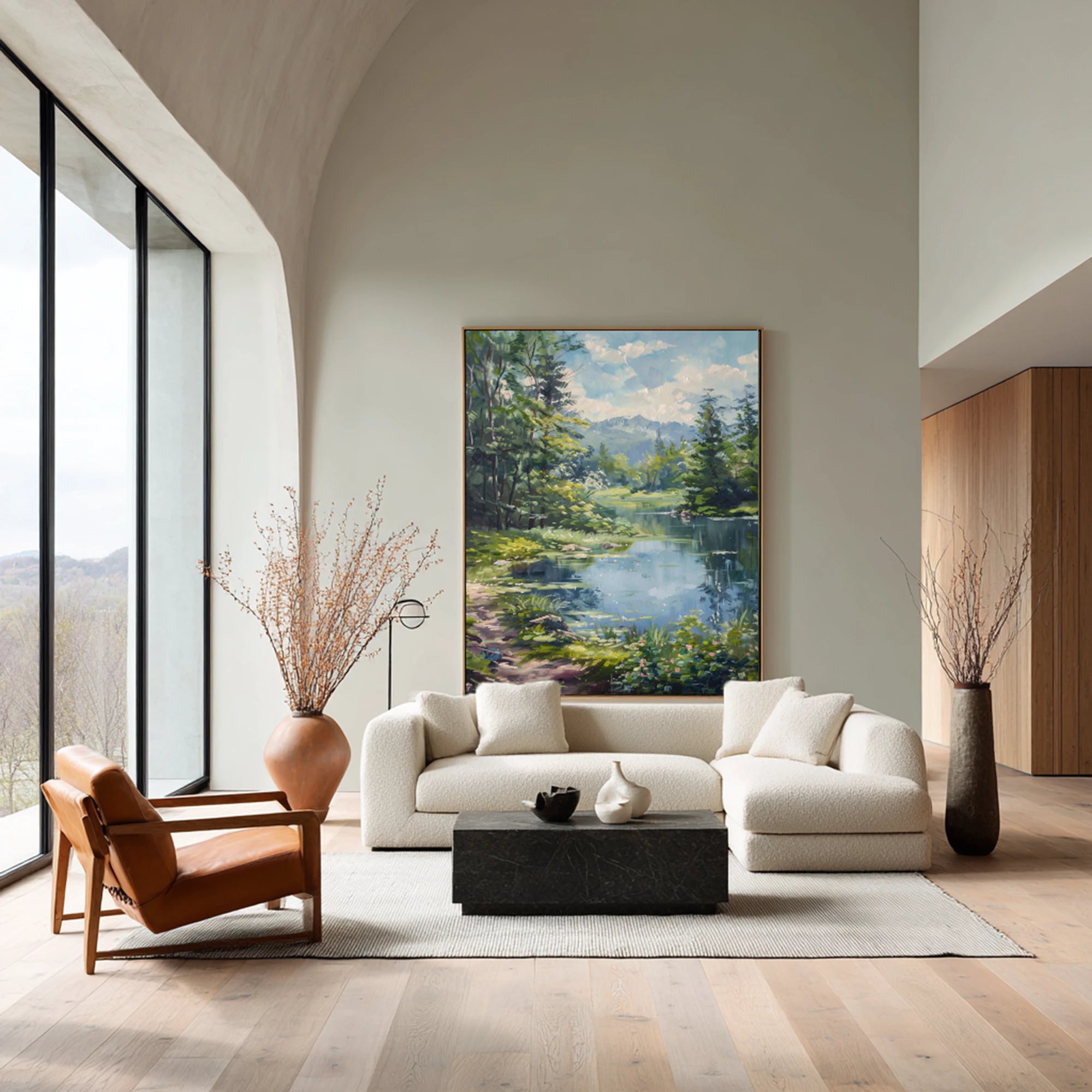 Forest Lake Landscape Oil Painting #FJ637