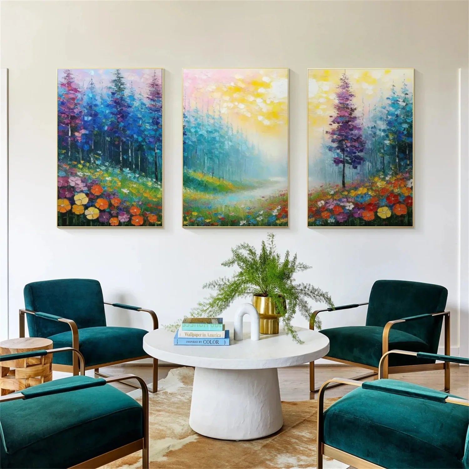 Flower & Tree Abstract_Wall Art Set of 3 #FT157