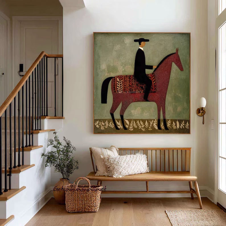 Vintage Boho Rider & Horse Art Print#MD227