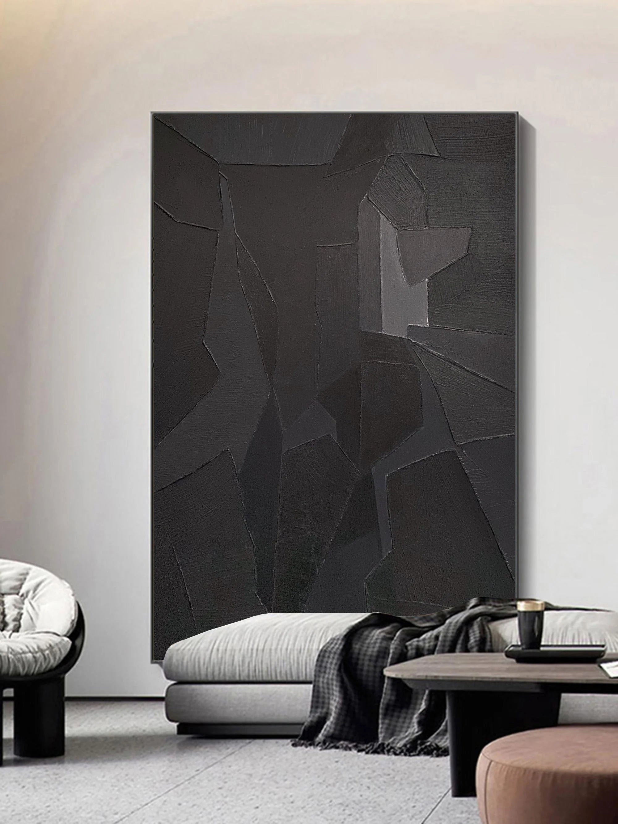 3D Textured Geometric Minimalist Wall Art Painting Original Handcrafted