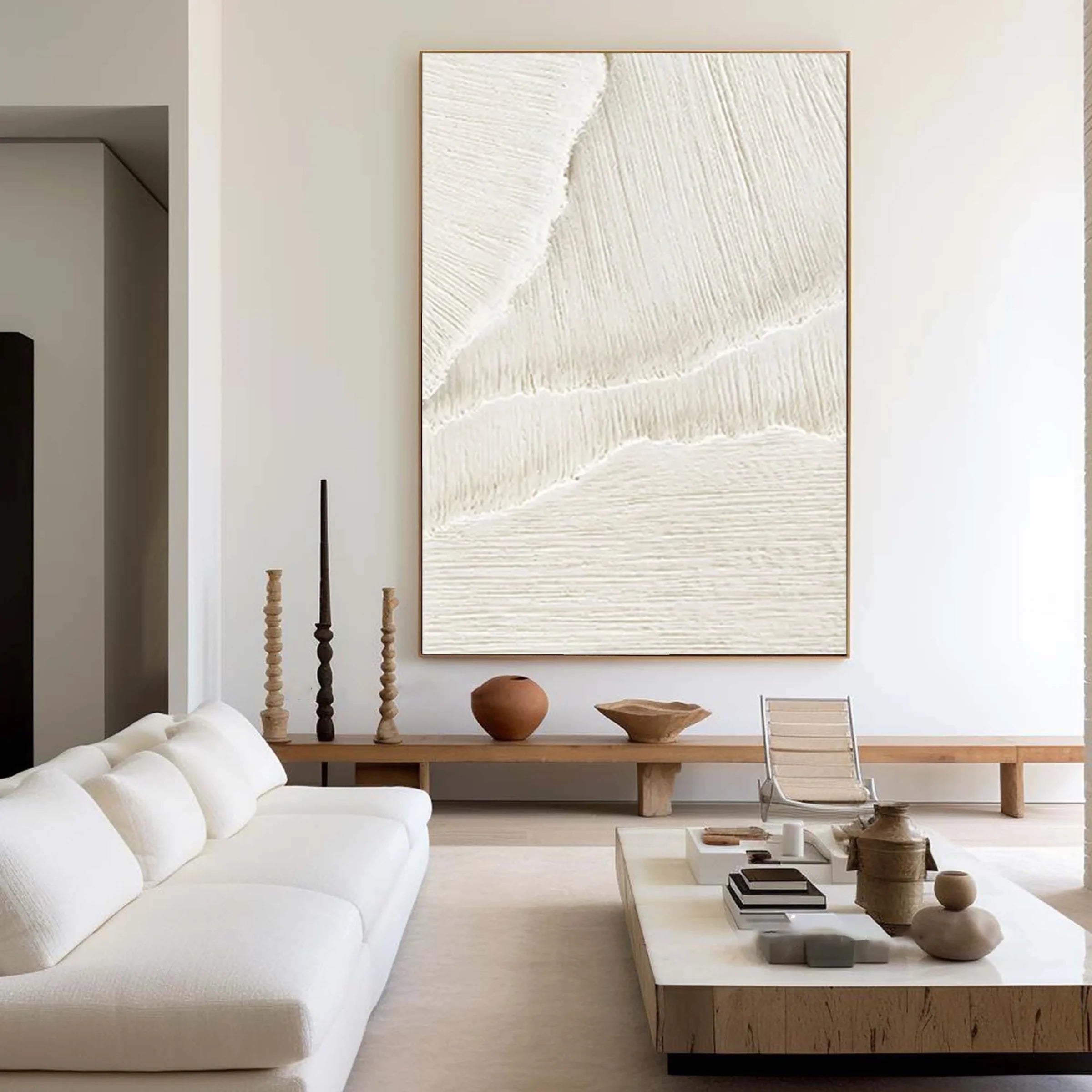 White Textured Abstract Oil Painting #MD152