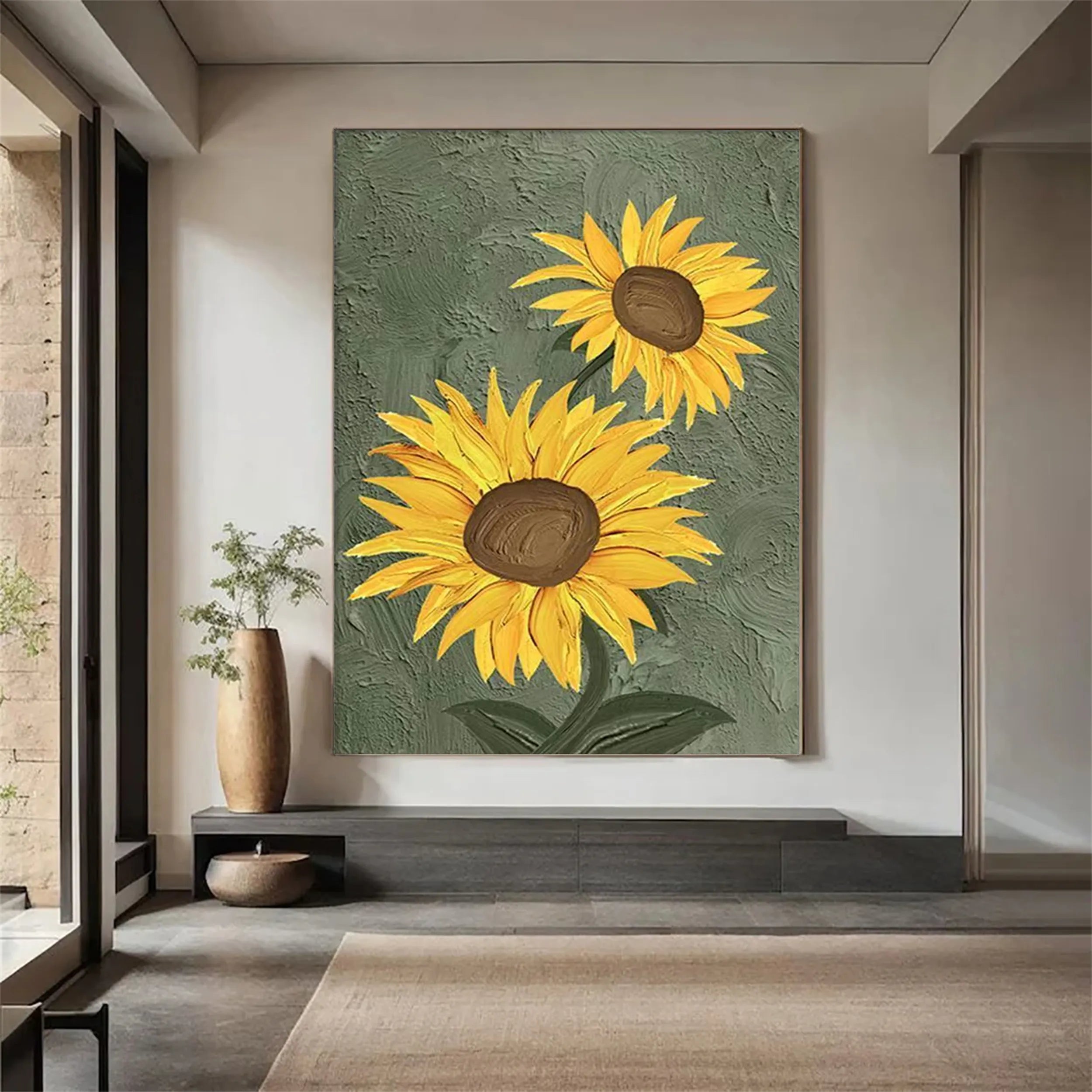 Colorful Flower & Tree Abstract Textured Wall Art #FT013