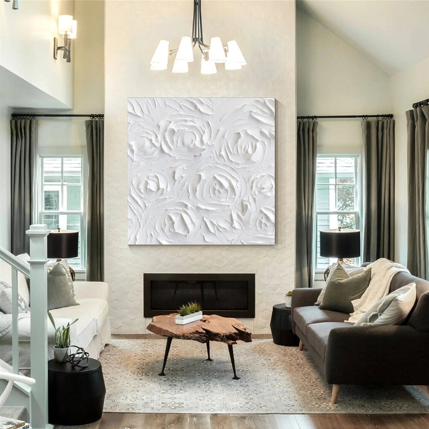 White Minimalistic Textured Art #MD235