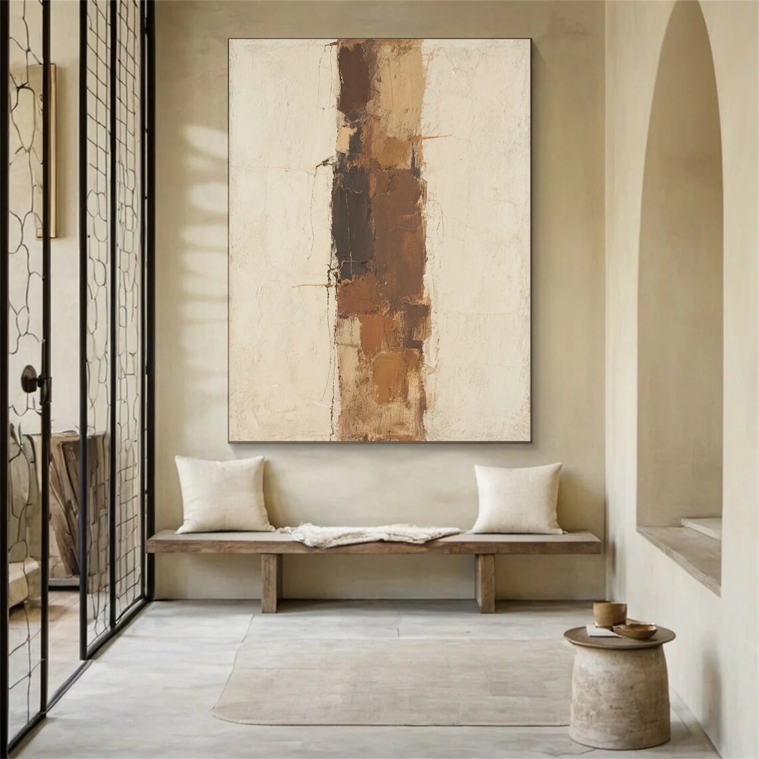 Beige and Brown Abstract_Canvas Art #WA761