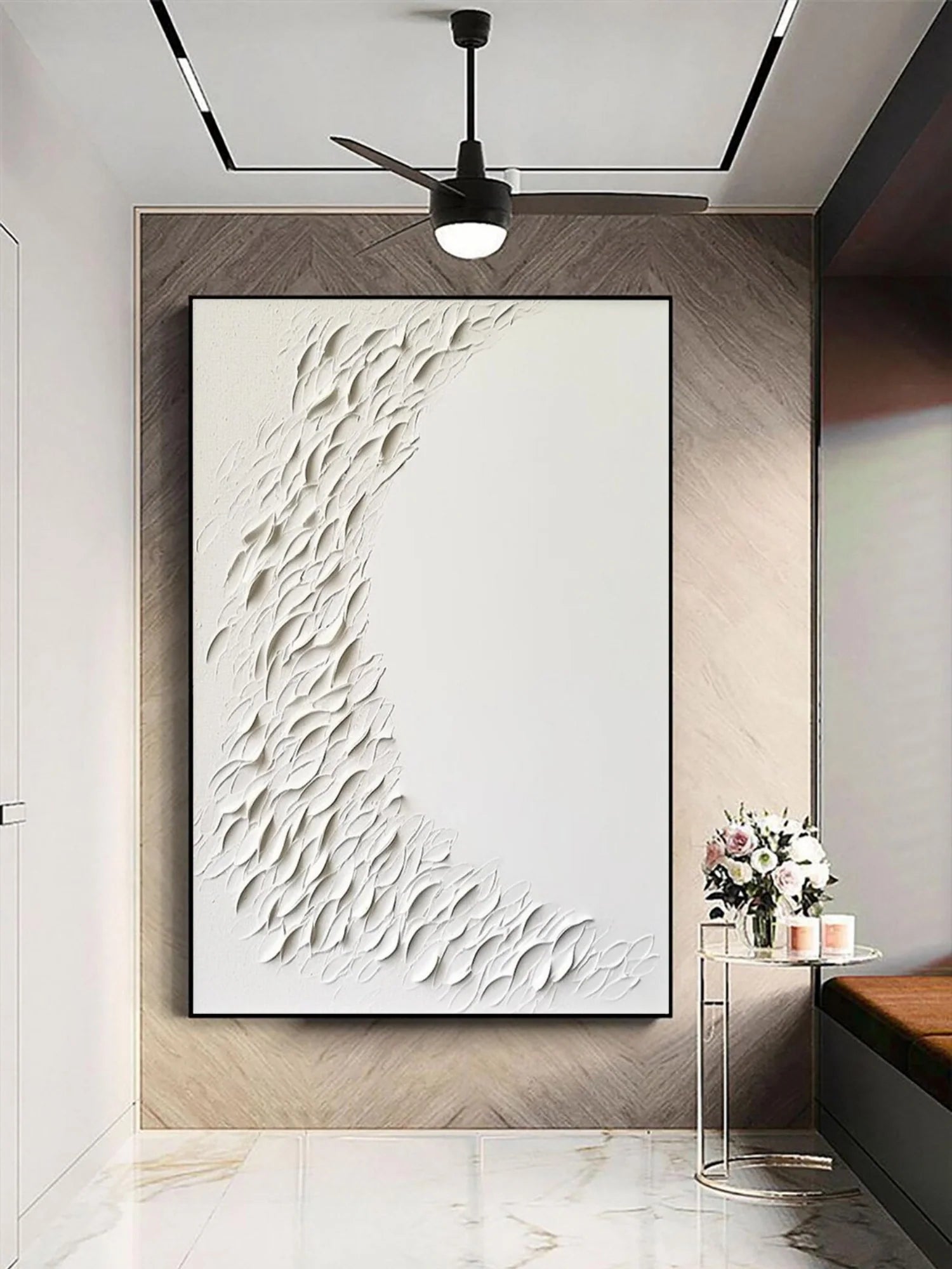 White Minimalistic Textured Art #MD212