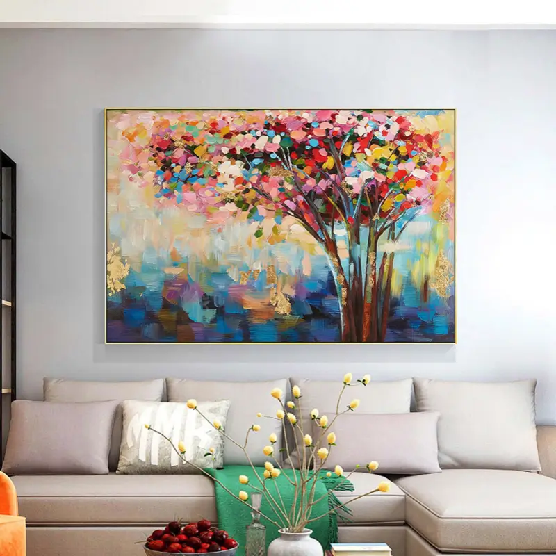 Colorful Flower & Tree Abstract Wall Art #FT001