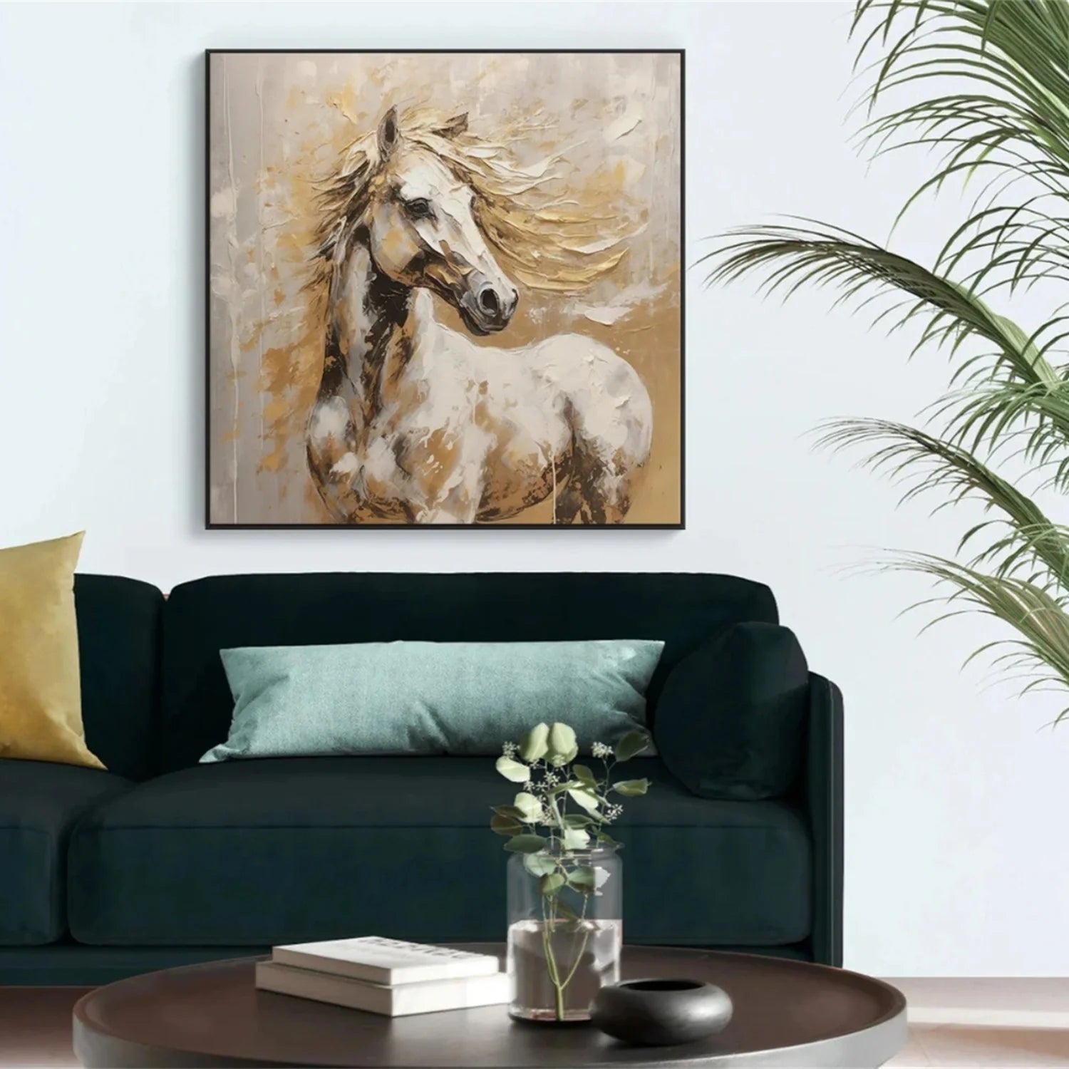 Beige and Brown Horse Abstract Animal Wall Art #AM075