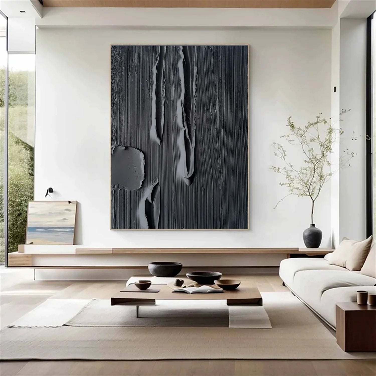 Black Minimalistic Textured Art #MD238