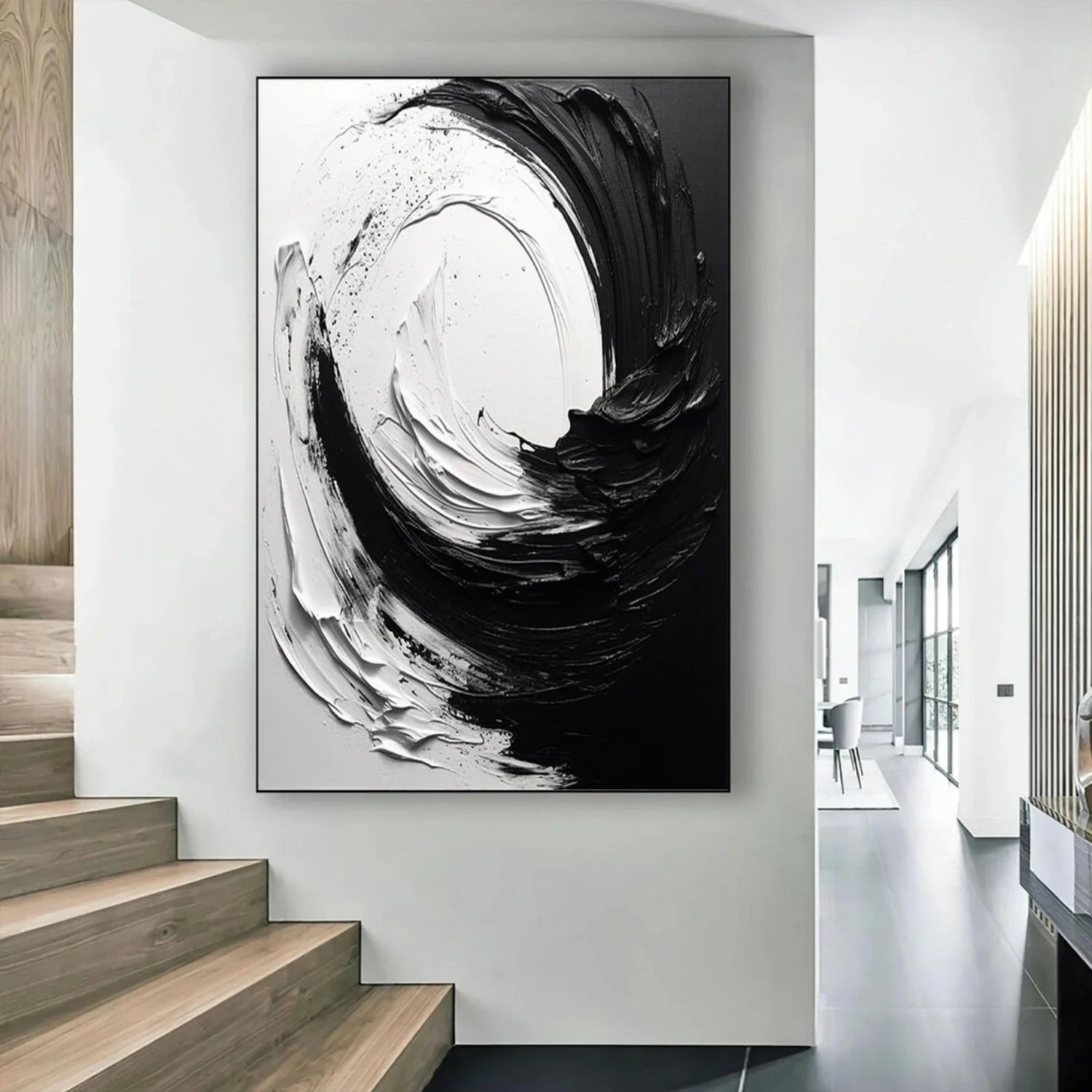 White and Black Minimalistic Textured Art #MD213