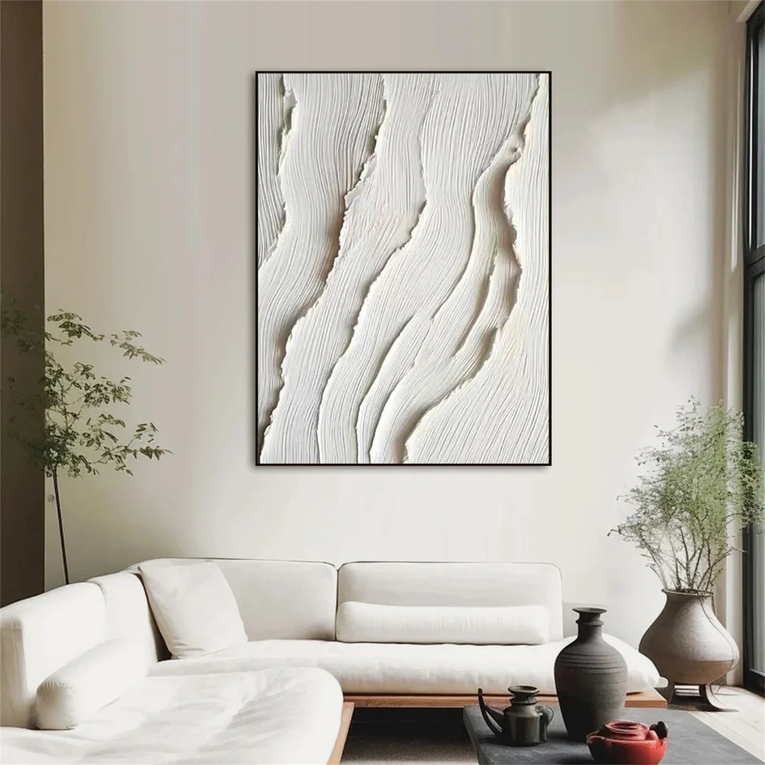 White Minimalist_Textured_Canvas Art #MD286
