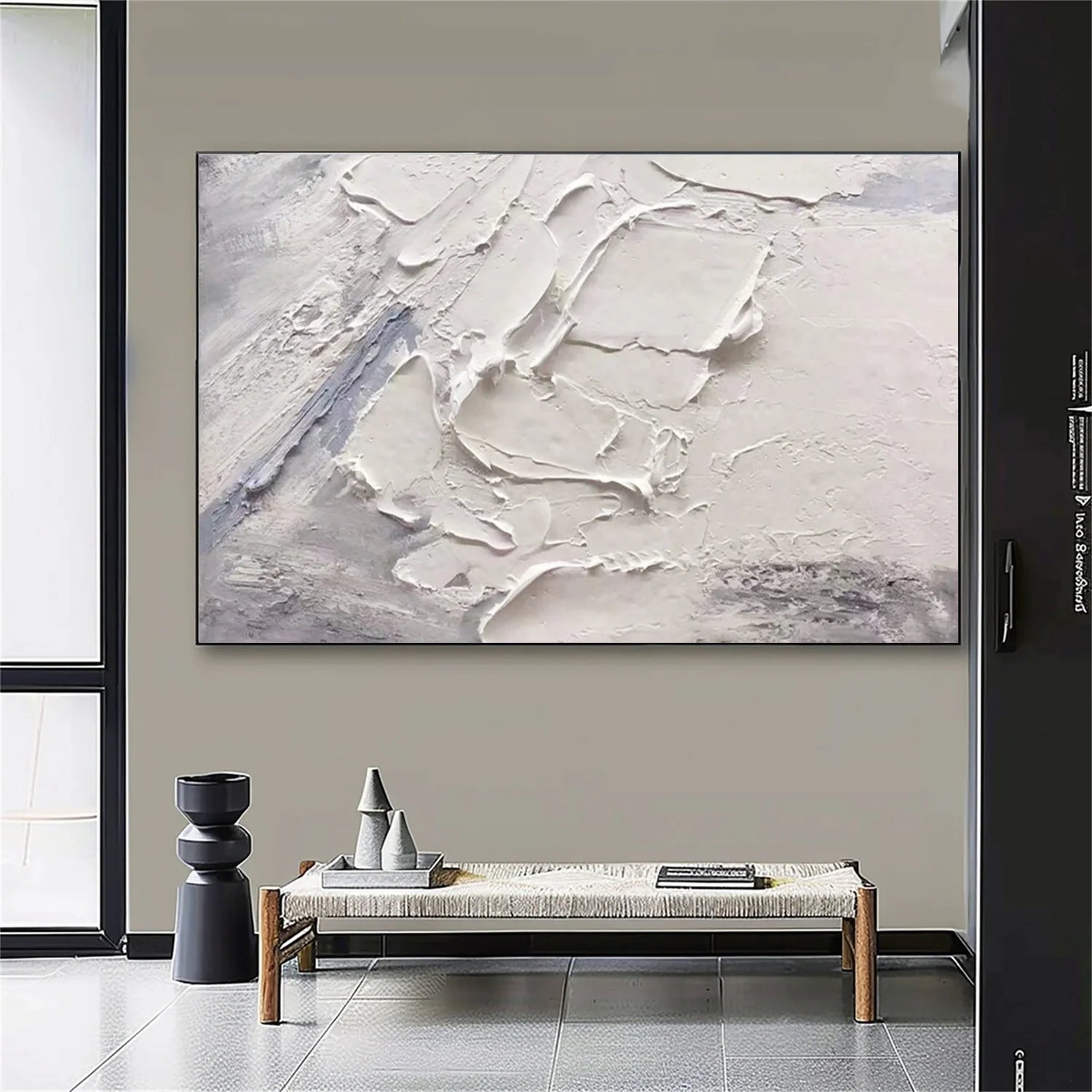 White Minimalistic Textured Art #MD232