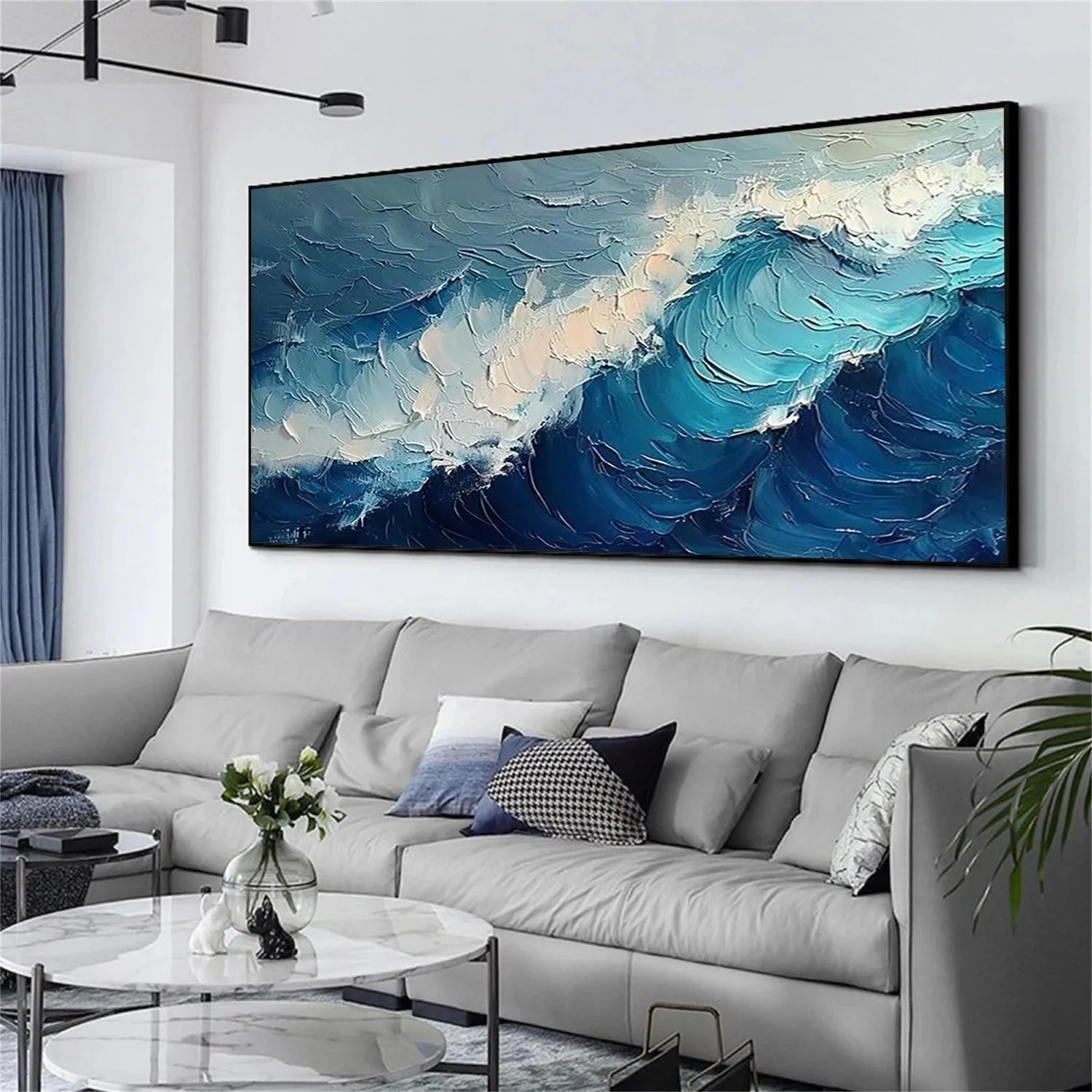 Blue Sea & Sky Abstract Textured Wall Art #SK124