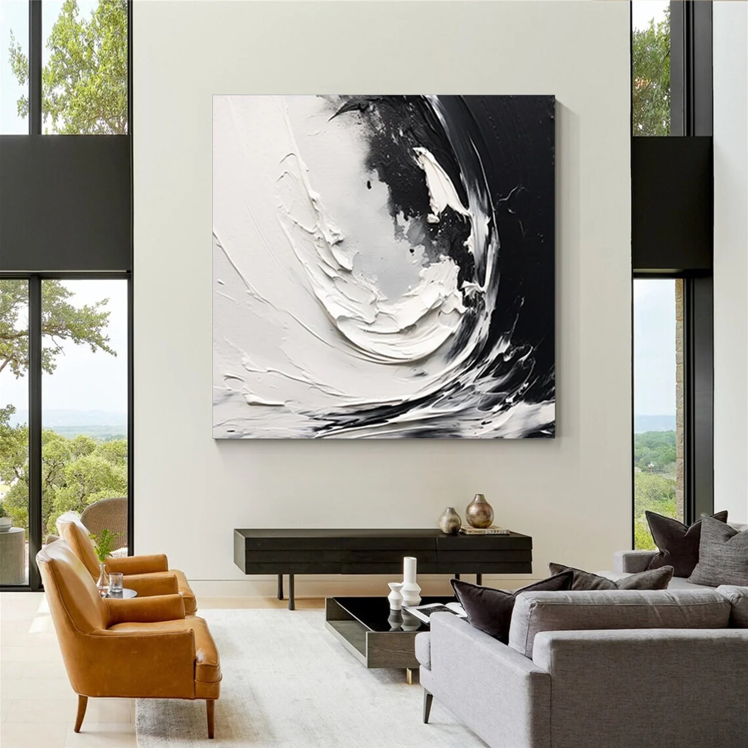Black and White Minimalist_Textured Canvas Art #MZ109