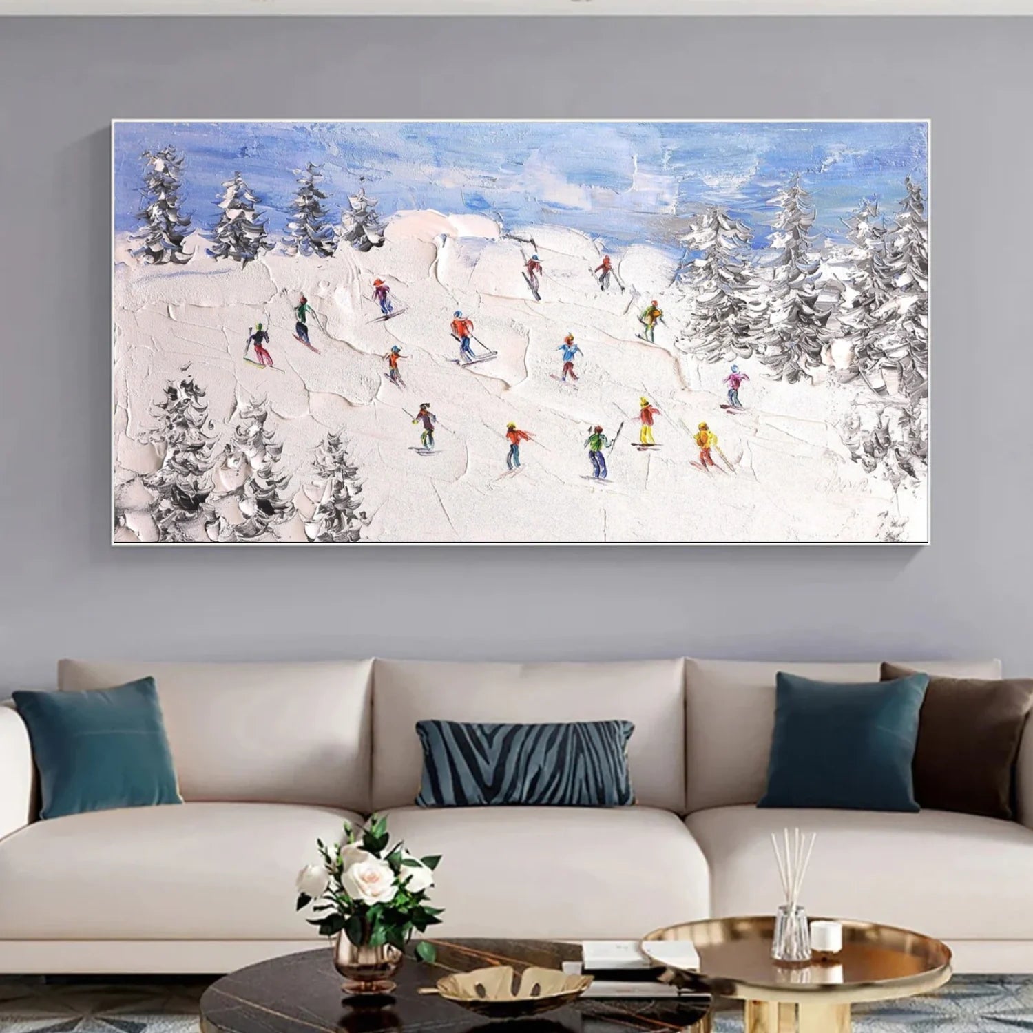Skiing Sport_Textured Wall Art #AS050
