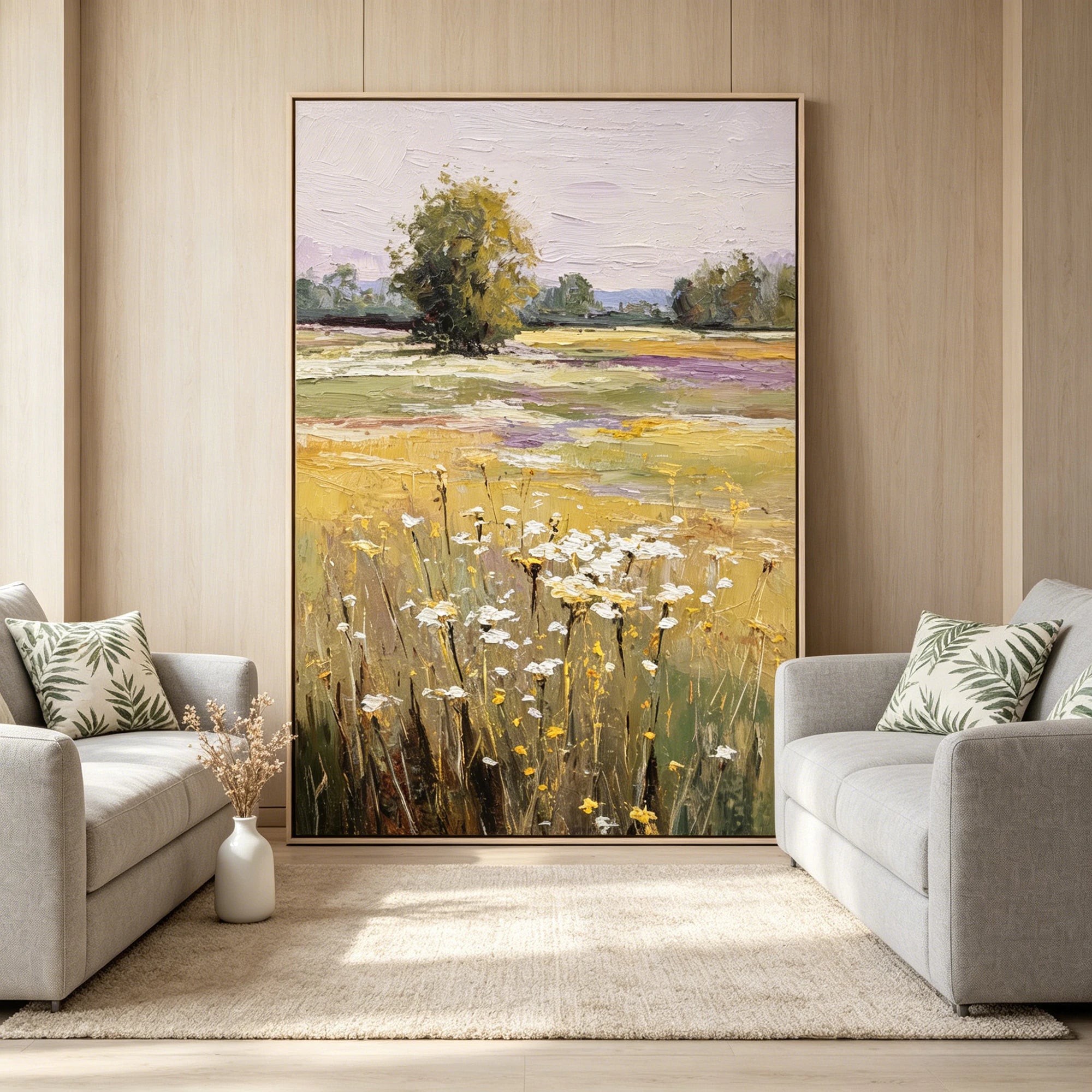 Hand-Painted Wildflower Meadow Oil Painting #FT617