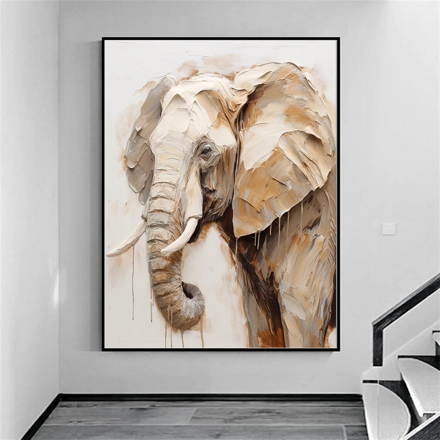 Beige and Brown Abstract Animal Wall Art #AM076