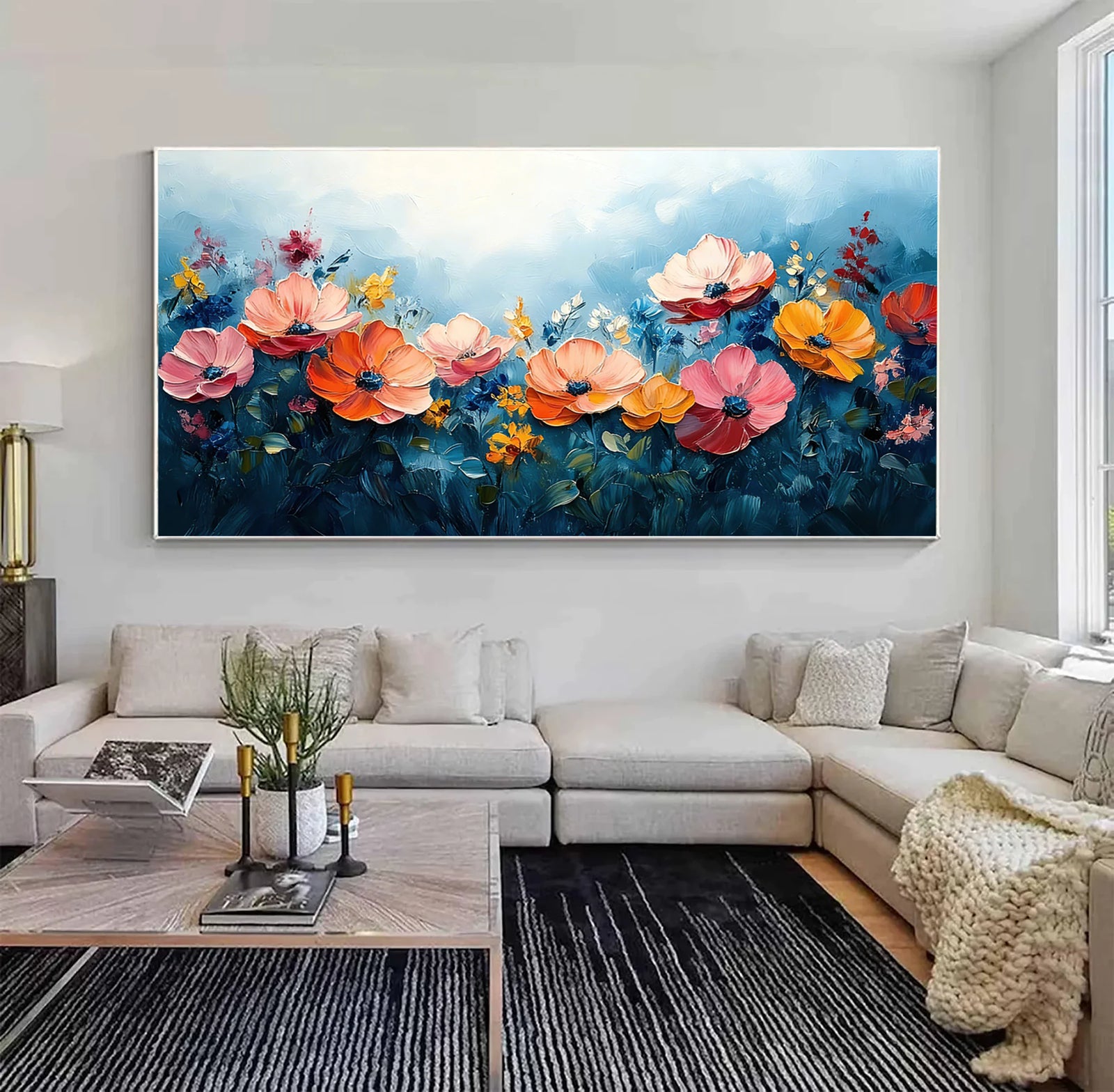 Colorful Floral Impasto Textured Oil Painting #FT510