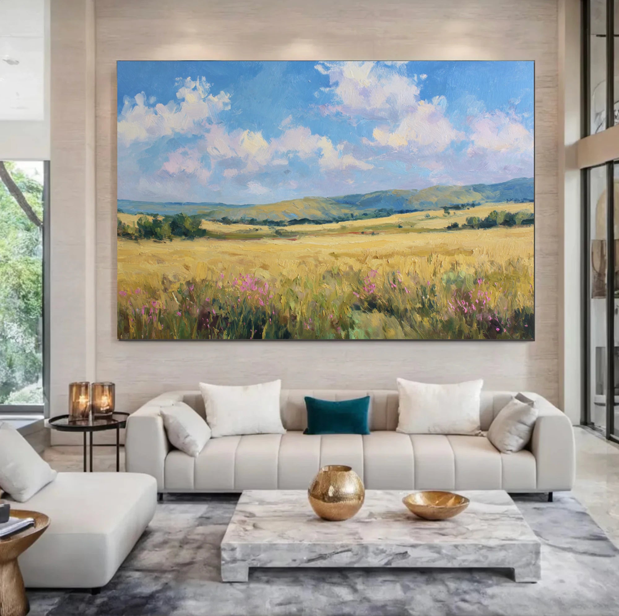 Golden Wheat Field Landscape Oil Painting #FT576