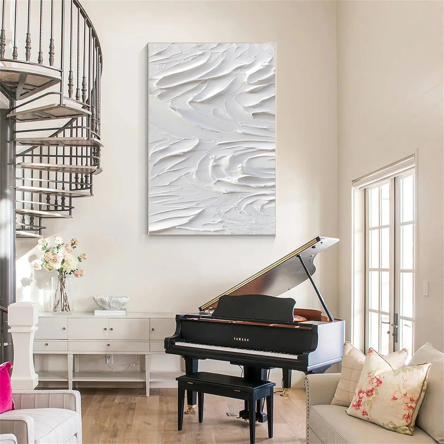 White Minimalistic Textured Art #MD239