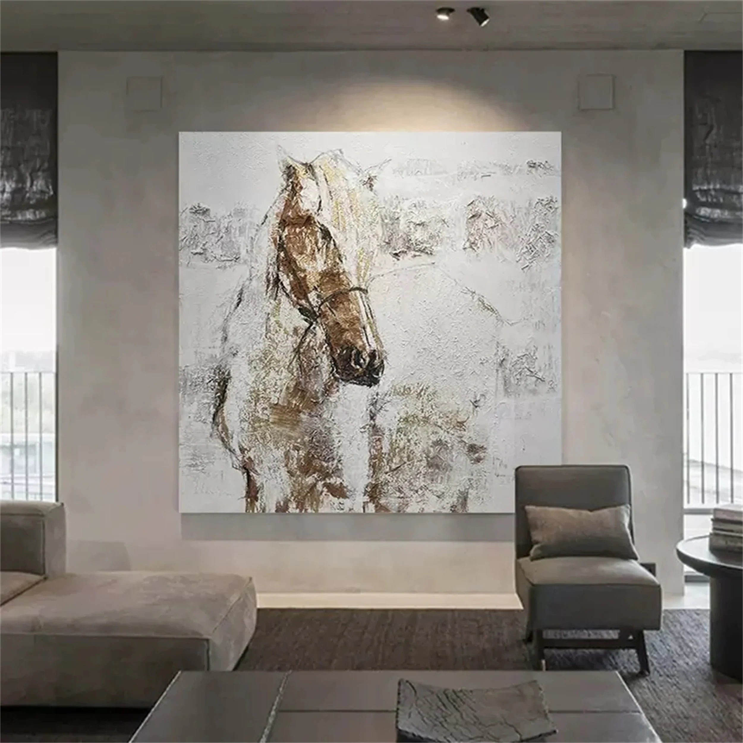 White Horse Abstract Animal Wall Art #AM049