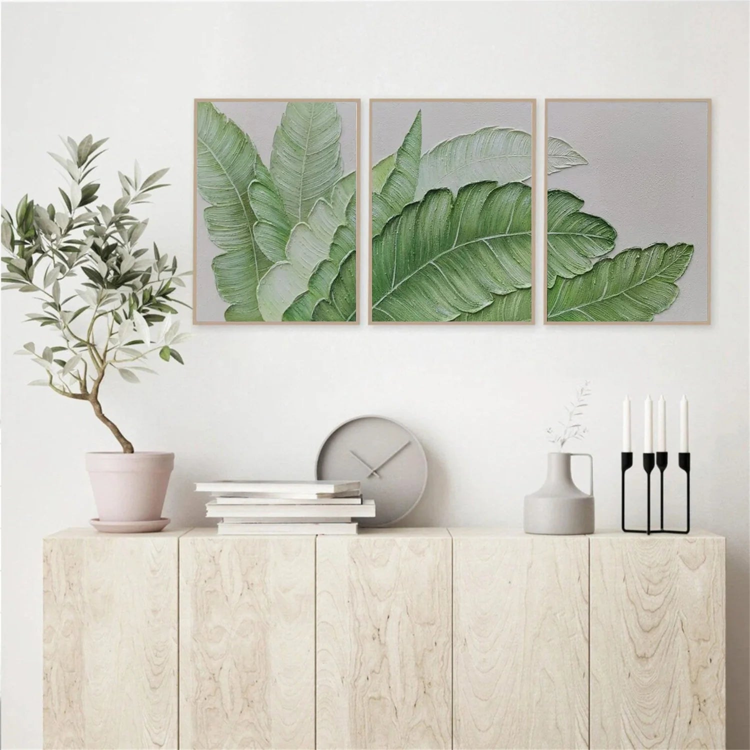 Flower & Tree Abstract_Textured Wall Art Set of 3 #FT152