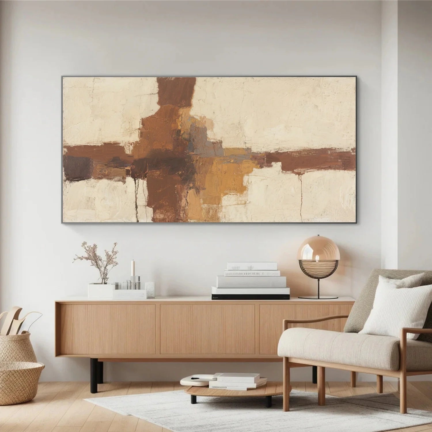 Beige and Brown Abstract_Canvas Art #WA758