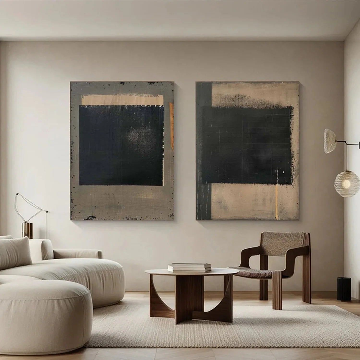 Black and Beige Wabi Sabi Canvas #WA475