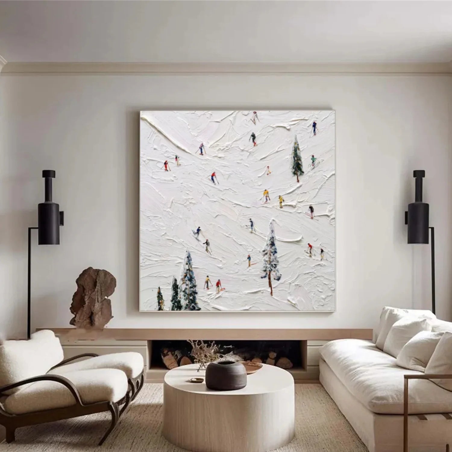 Skiing Sport Textured Wall Art #AS061