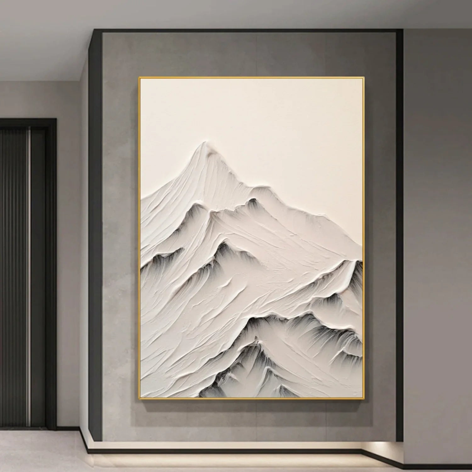 White Minimalistic Mountain Textured Art #MD211