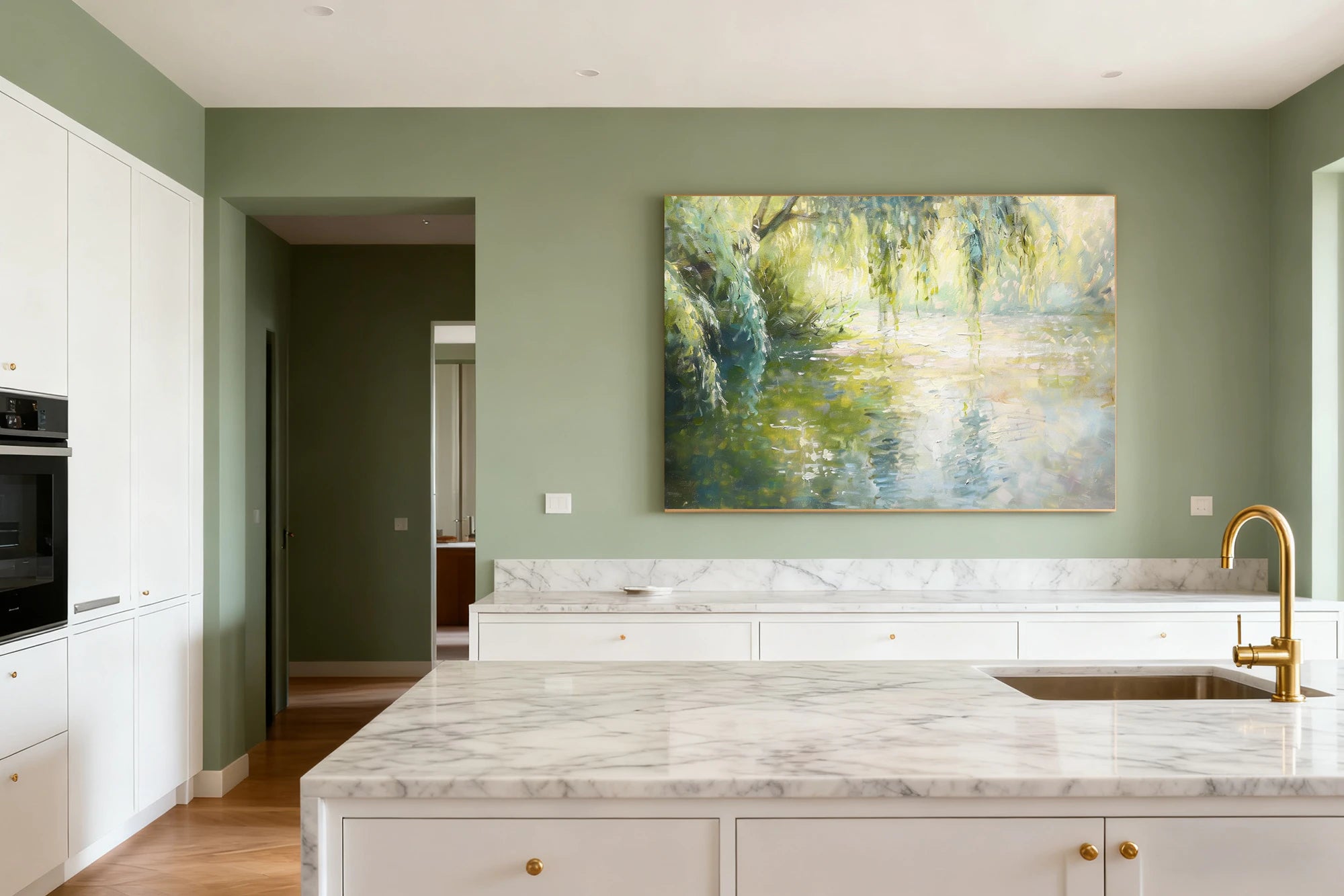 Impressionist Riverside Willow Oil Painting #FT571