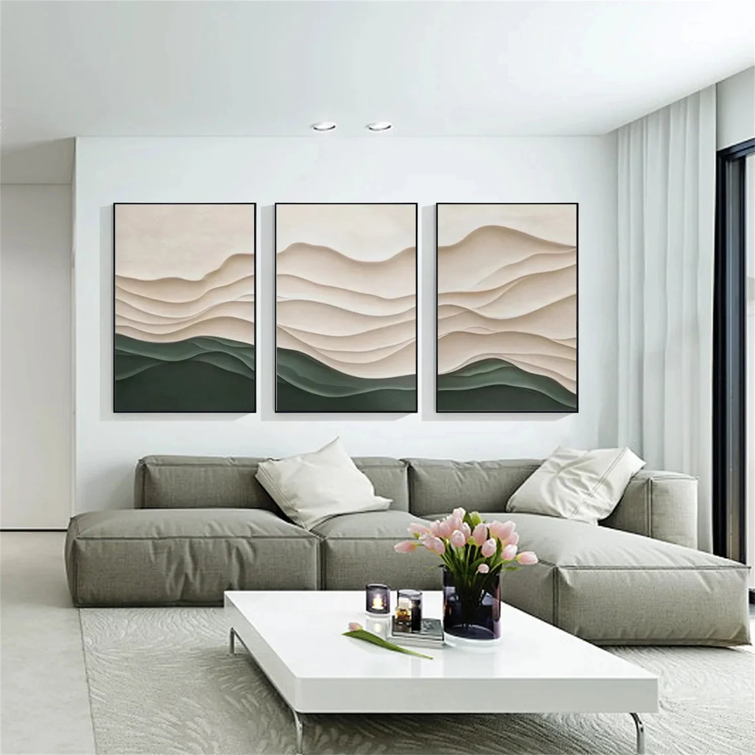 Minimalist Textured_Canvas Art Set of 3 #MD290